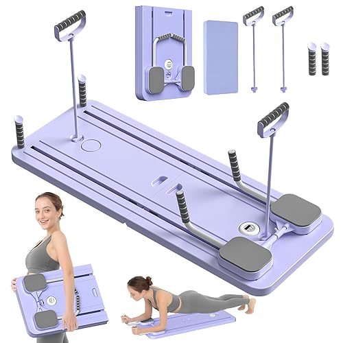 JANUA Pilates Board - Pilates Reformer Set, Multi-Purpose Foldable Pilates Reformer Board for Home, 5 in 1 Pilates Sliding Board - Purple