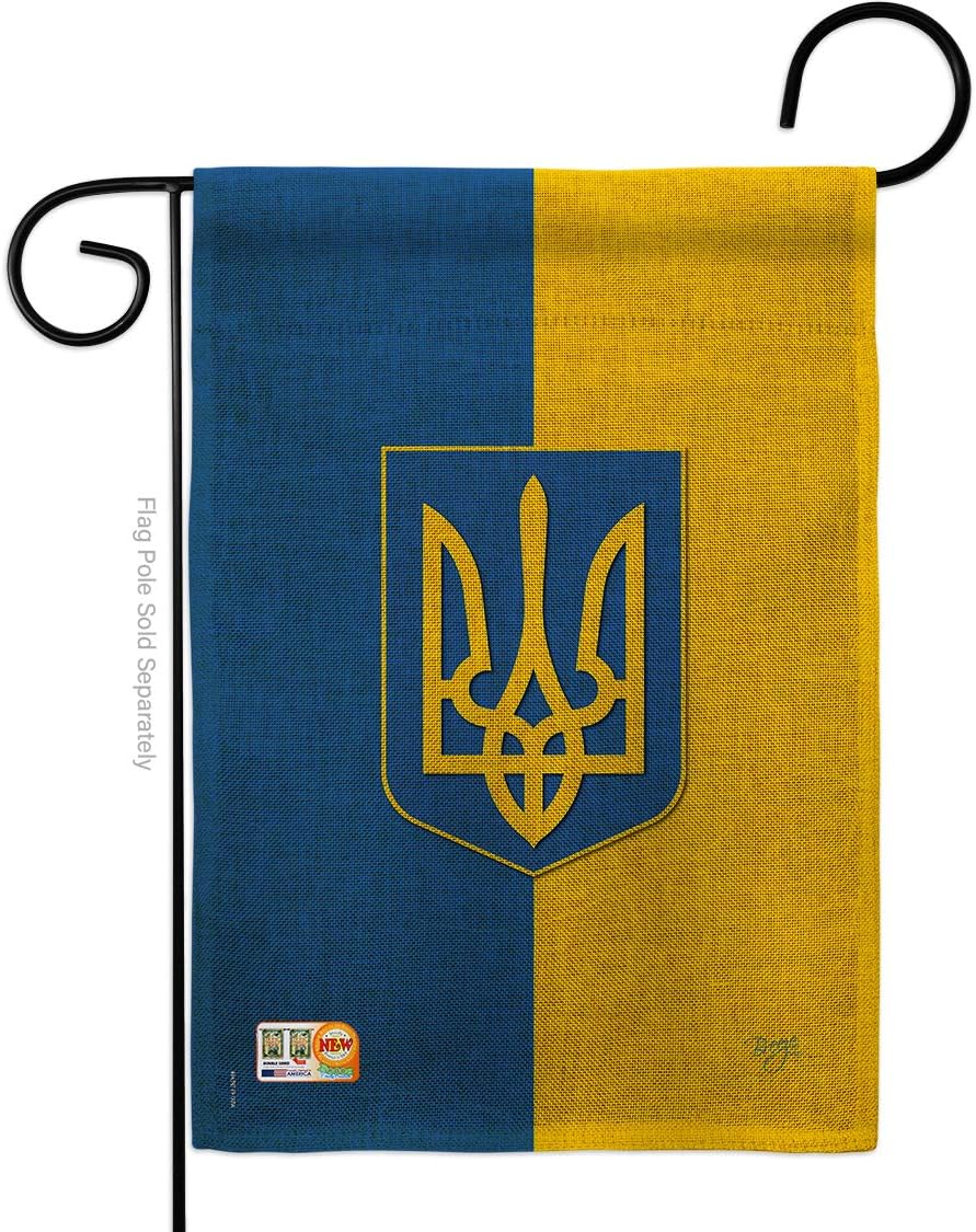 Ukraine Burlap Garden Flag Regional Nationality Nation International World Country Particular Area Small Decorative Gift Yard House Banner Double-Sided Made In USA 13 X 18.5