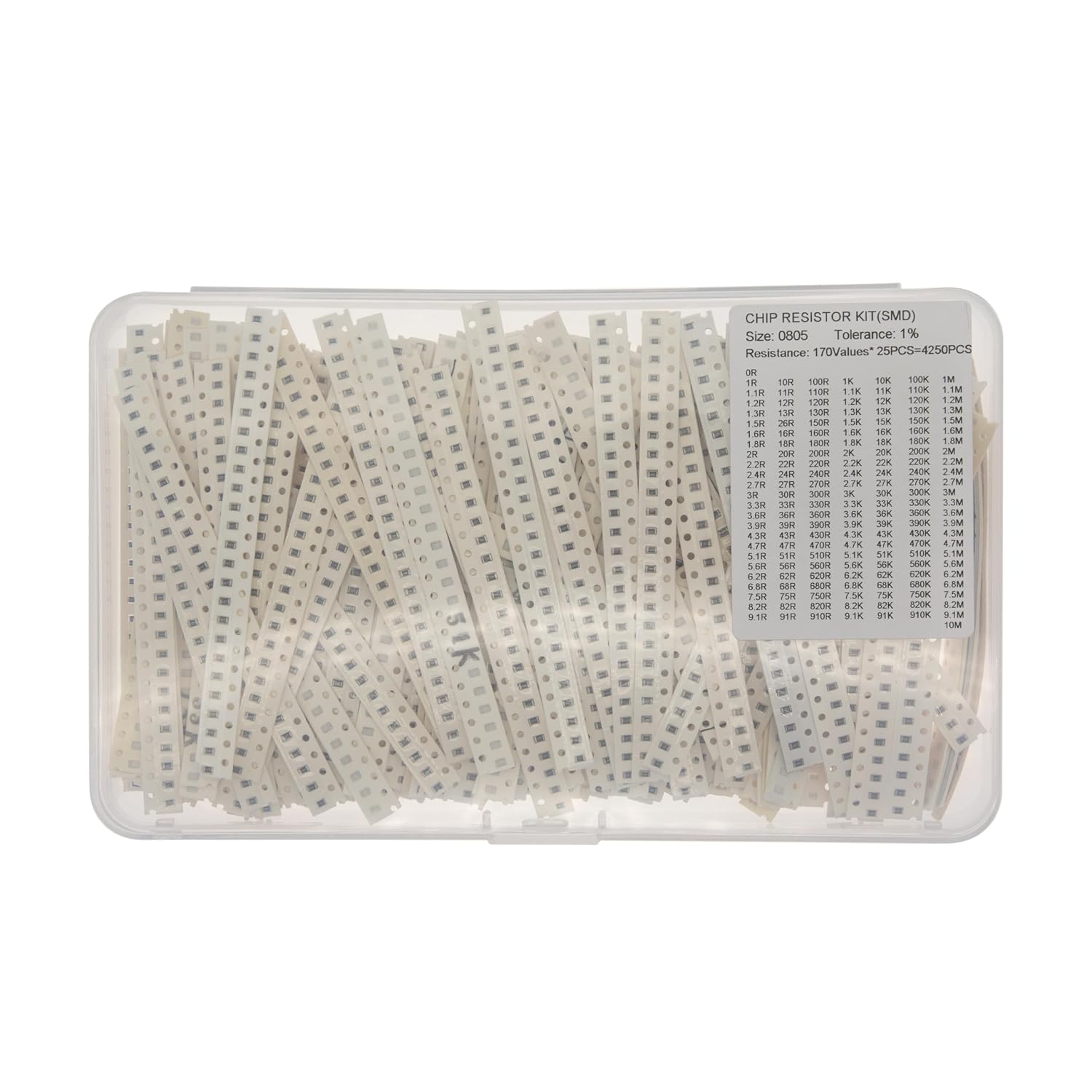 170 Values x 25 Pieces, Total 4250 Pieces, 1206 1% SMD Surface Mount Thick Film Chip Resistor Kit