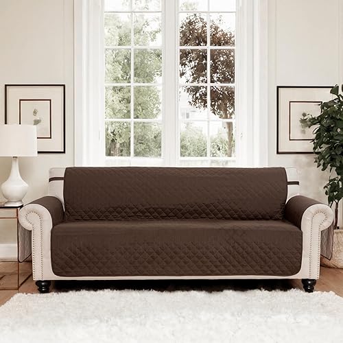 Miniatura 2 de Funda de sofá 100% impermeable para perros, lavable, antideslizante, funda protectora de 3 cojines con bolsillos (sofá de 68 pulgadas, chocolate)