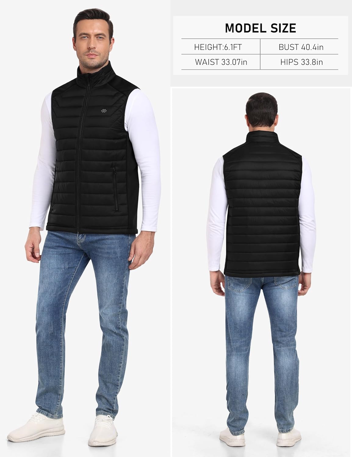 MoFiz Men's Vest Lined Puffer Vest Sleeveless Mock Neck Down Jacket Running Vest Travel Winter windbreak Coat