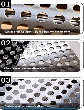 Hasır Levhalar, 304 Paslanmaz Çelik Delikli Levha, 10 mm Delikli Dekoratif Örgü Ekran, Ev ve Endüstriyel Kullanım için Dayanıklı Metal Mesh (50x160cm), Paslanmaya Dayanıklı ve Çok Yönlü Tasarım