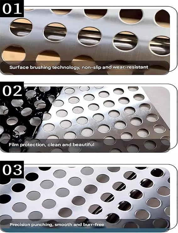 Hasır Levhalar, 304 Paslanmaz Çelik Delikli Levha, 10 mm Delikli Dekoratif Örgü Ekran, Ev ve Endüstriyel Kullanım için Dayanıklı Metal Mesh (50x160cm), Paslanmaya Dayanıklı ve Çok Yönlü Tasarım