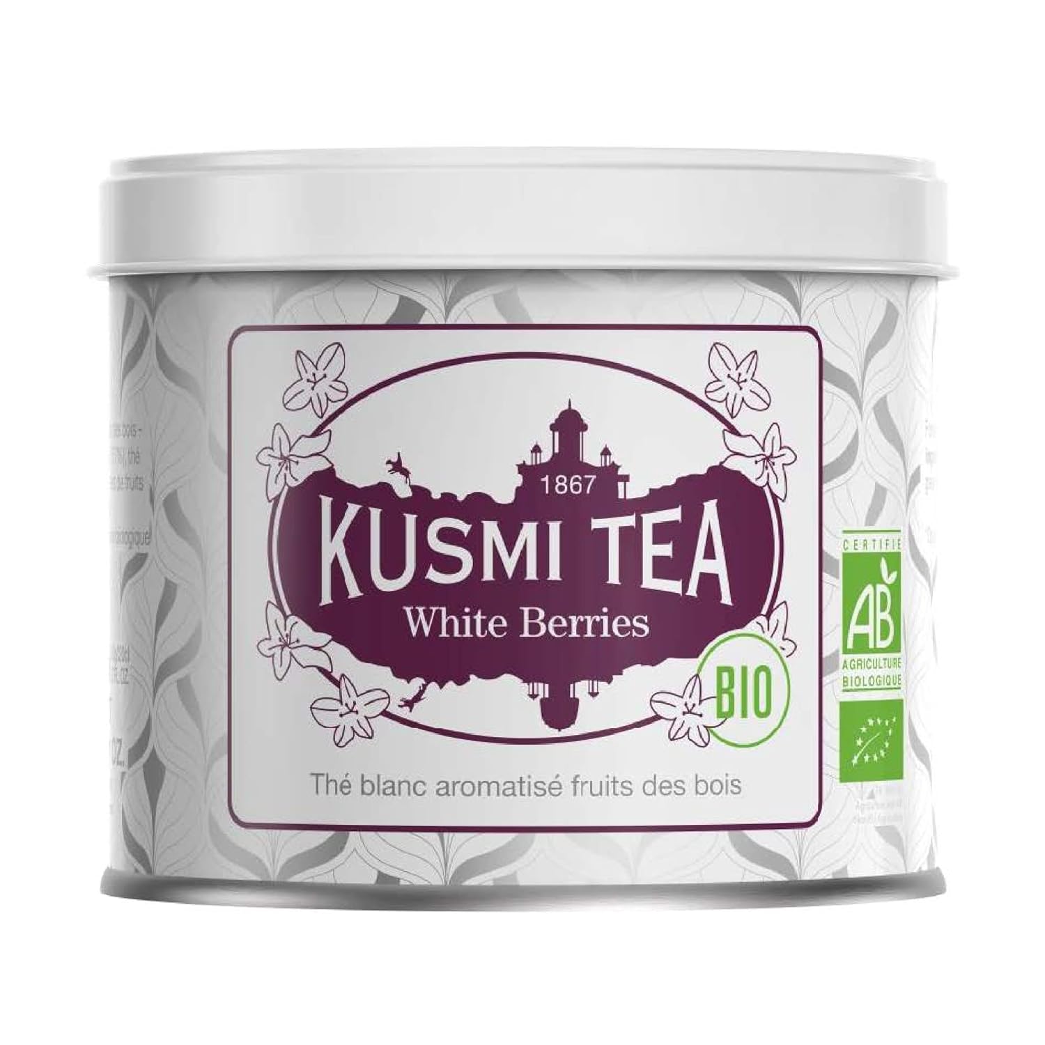 Kusmi Tea - White Berries - Organic Blend of White Tea with Blackberry, Blackcurrant & Strawberry - Enjoy Hot or Iced - Loose Leaf Tea - Tin Box of 3.1 oz - Quantity for about 50 cups