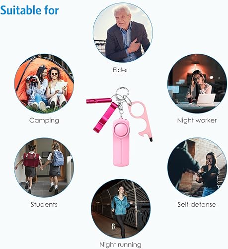 Miniatura 7 de AMIR Juego de llaveros de seguridad para mujeres y niños, 4 piezas de accesorios de llavero de seguridad, juego de llaveros de defensa personal para