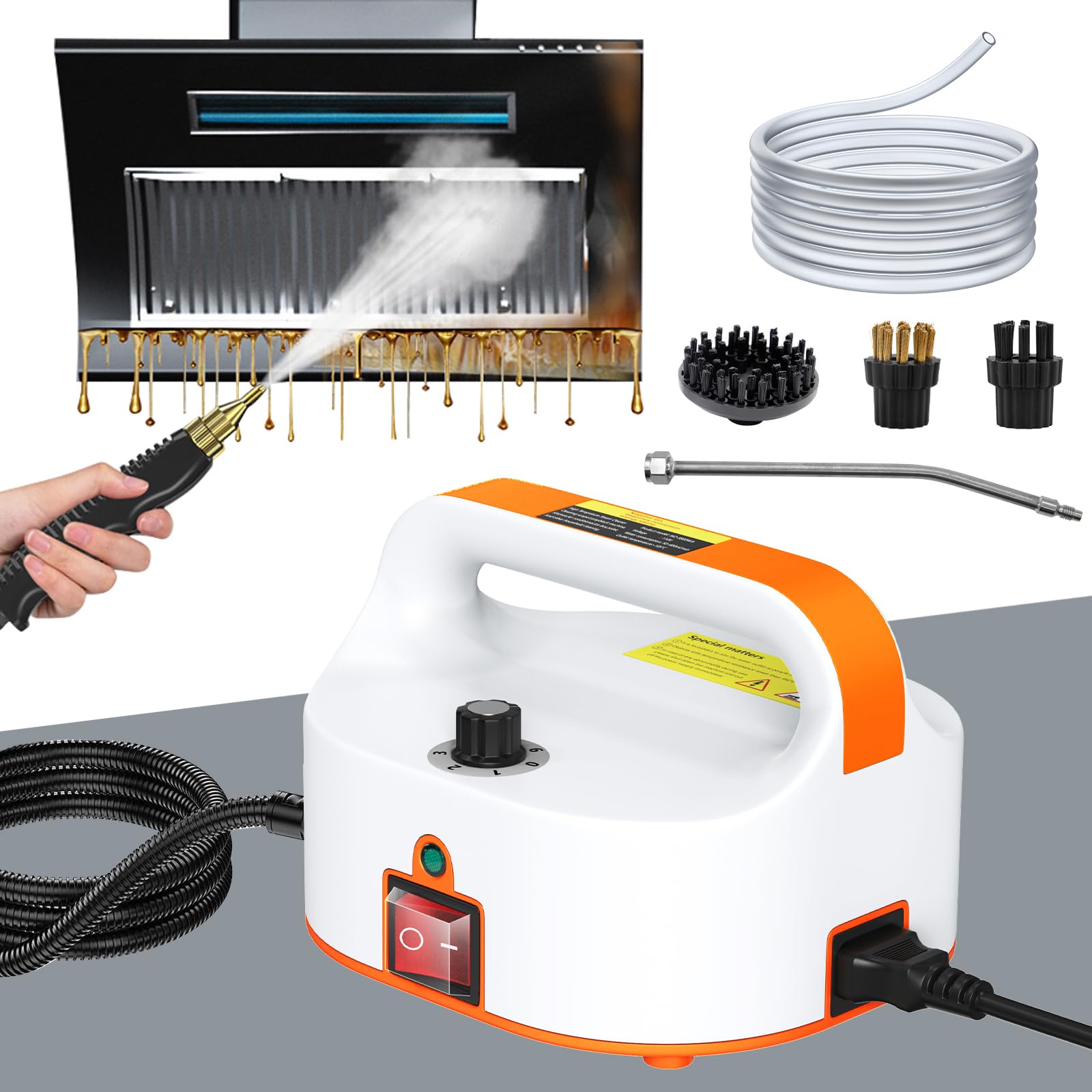 Steam Cleaners, 2500W High Pressure Steam Cleaner Handheld 6 Speeds, 4.5BAR Portable Steam Cleaner with Brush Head, Steamer Cleaning Machine for Floors Cars Furniture Toys Cleaning