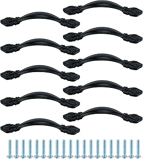 Homend 10 Pack Black Cabinet Pulls, 2-1/2" (64mm) Hole Center,4-1/2" Overall Length, Drawer Handle Dresser Kitchen Cupboard Furniture Hardware Door Pull Elegant and Functional