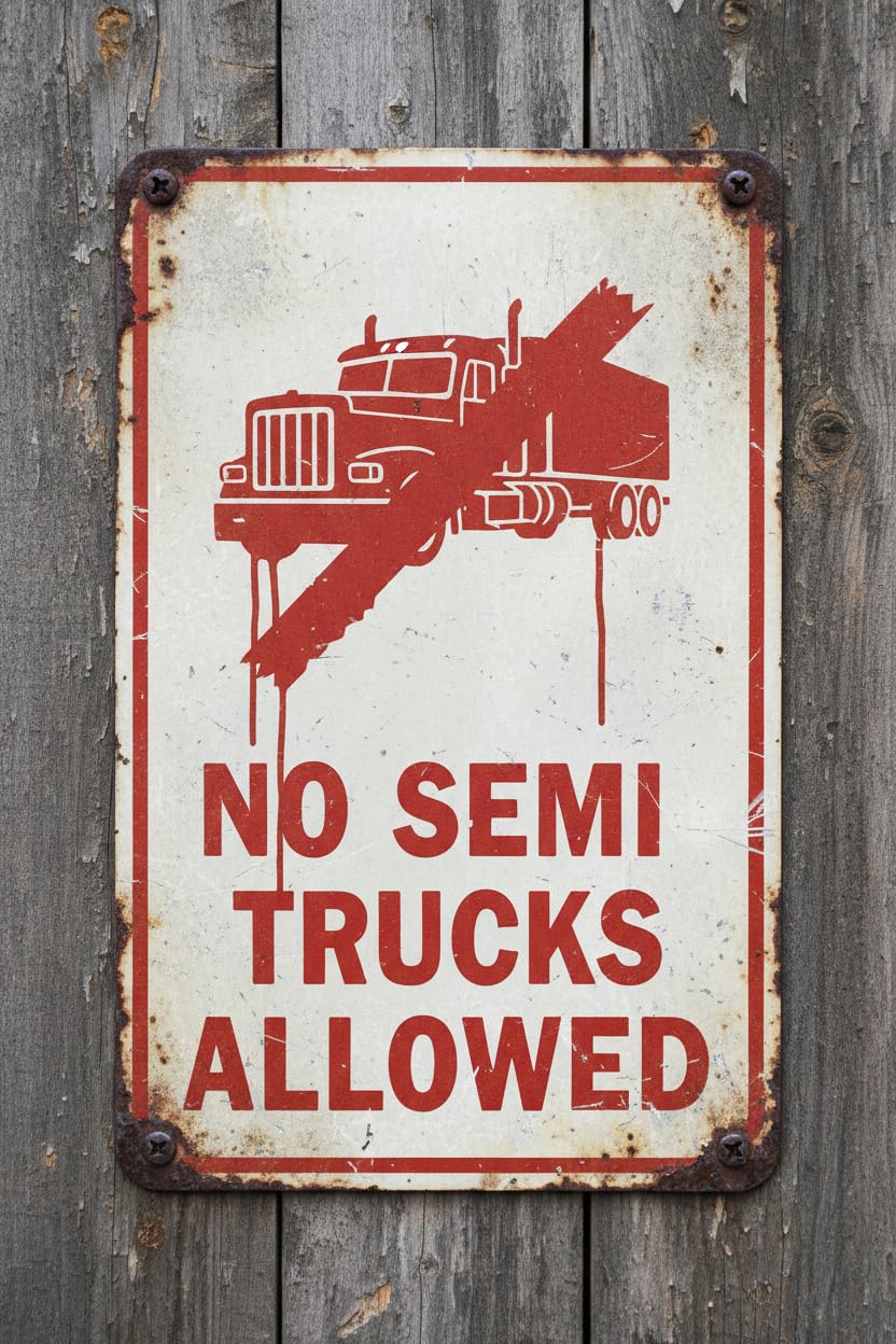 Wall Decor No Semi Trucks Allowed Sign. 8x12Inch Metal Vintage Signs Aluminum Plates Printed