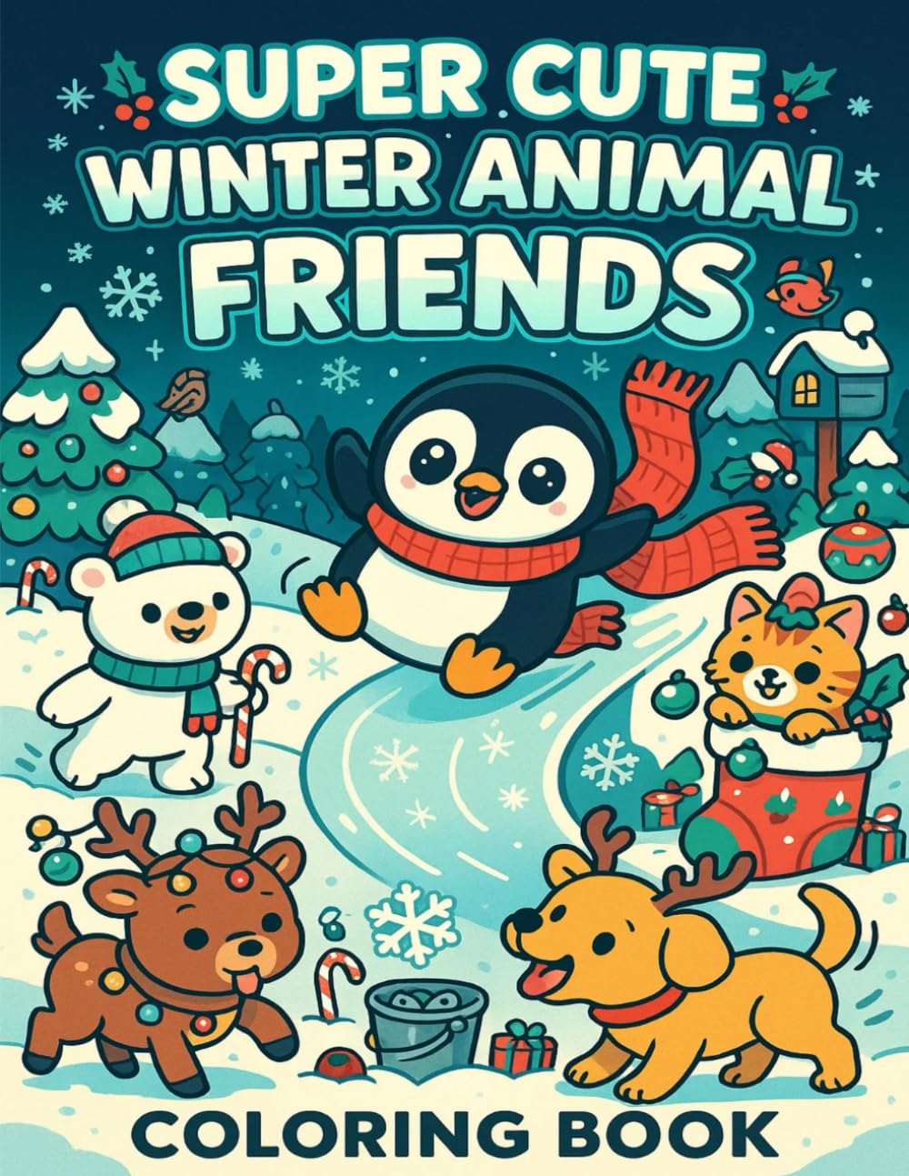 Super Cute Winter Animal Friends: A Fun and Relaxing Coloring Book