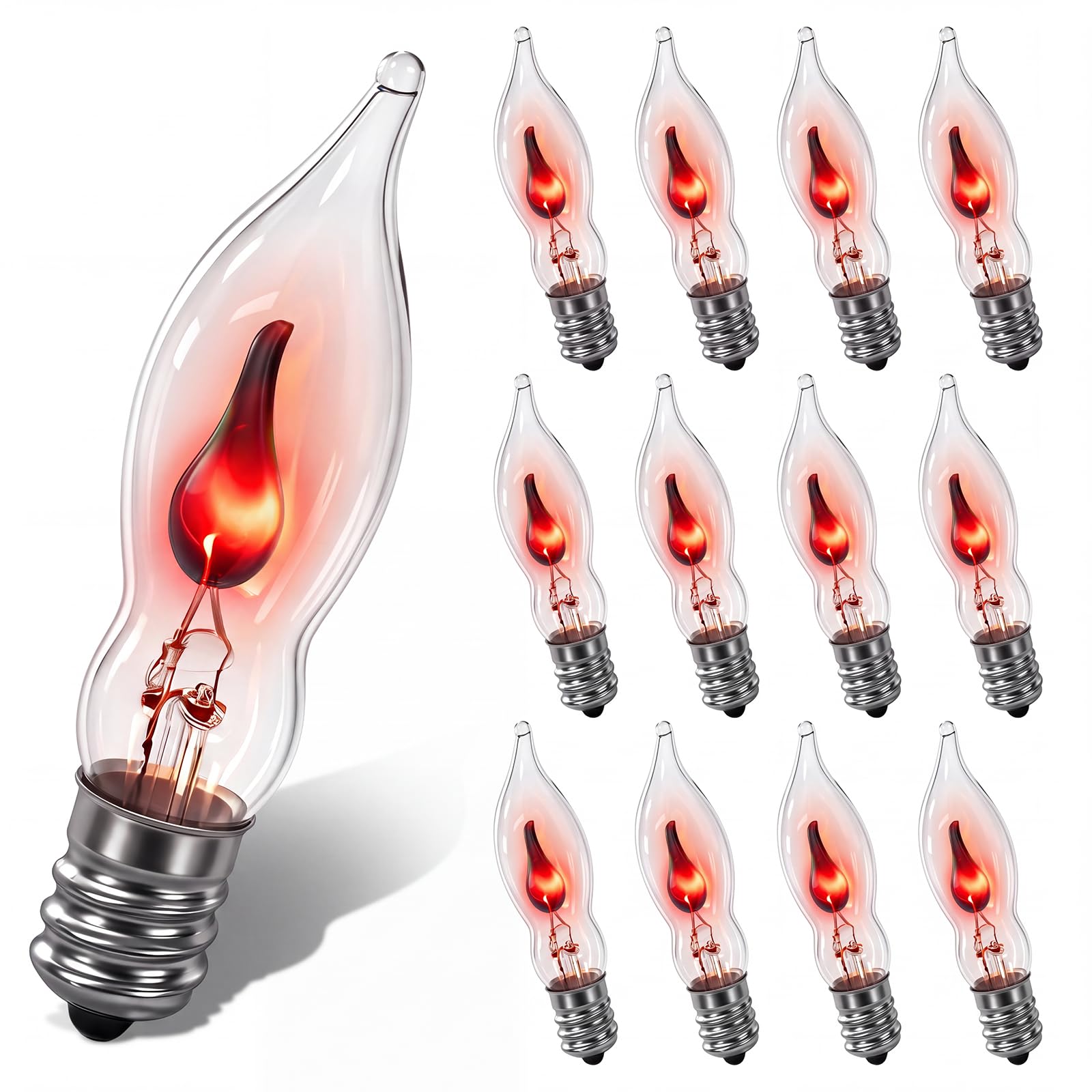 SUNSGNE 12 Pack Christmas Halloween Flicker Flame Light Bulbs