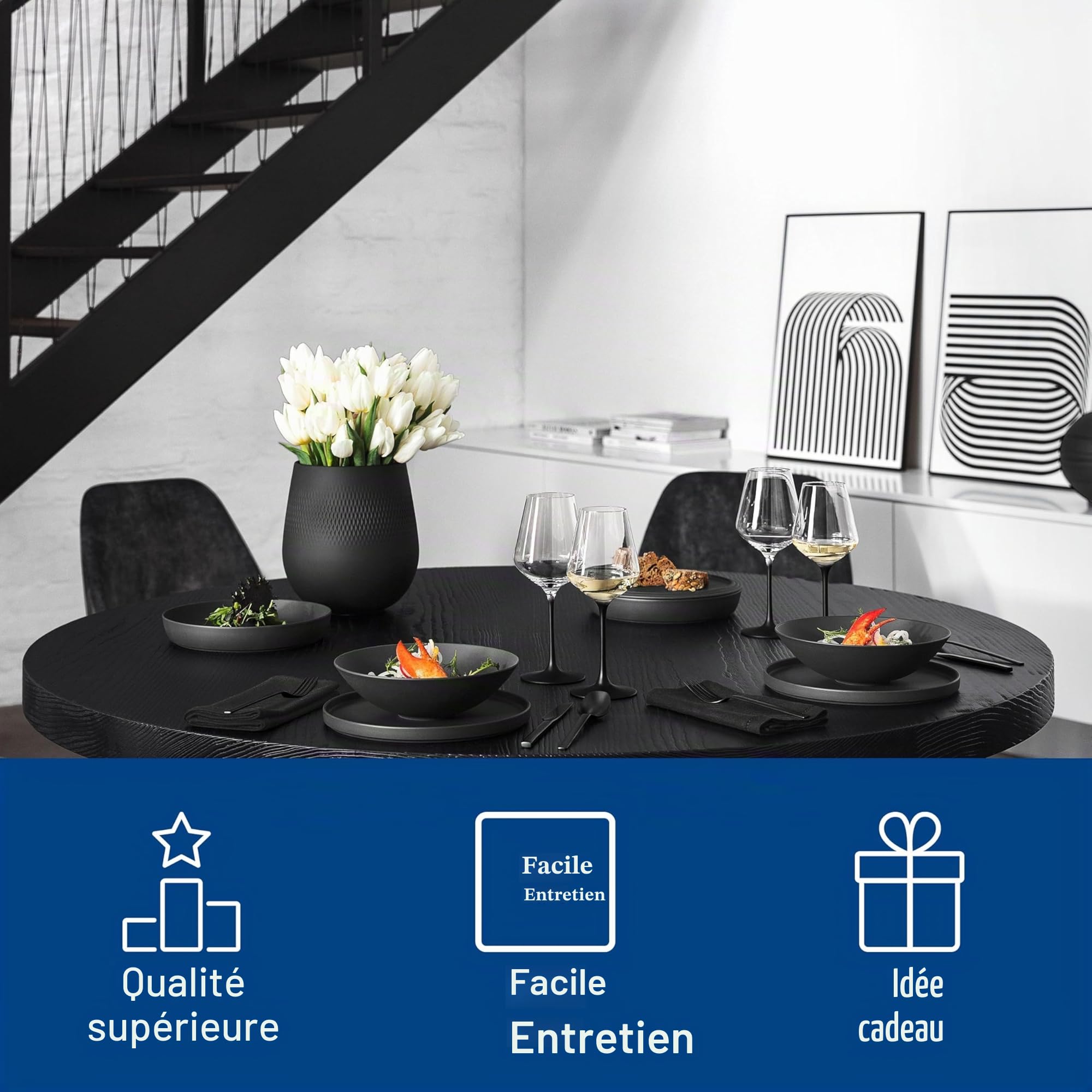 Villeroy & Boch 10-1665-9094 Iconic La Boule, objet design avec surface attrayante, porcelaine de qualité supérieure, passe au lave-vaisselle, noir