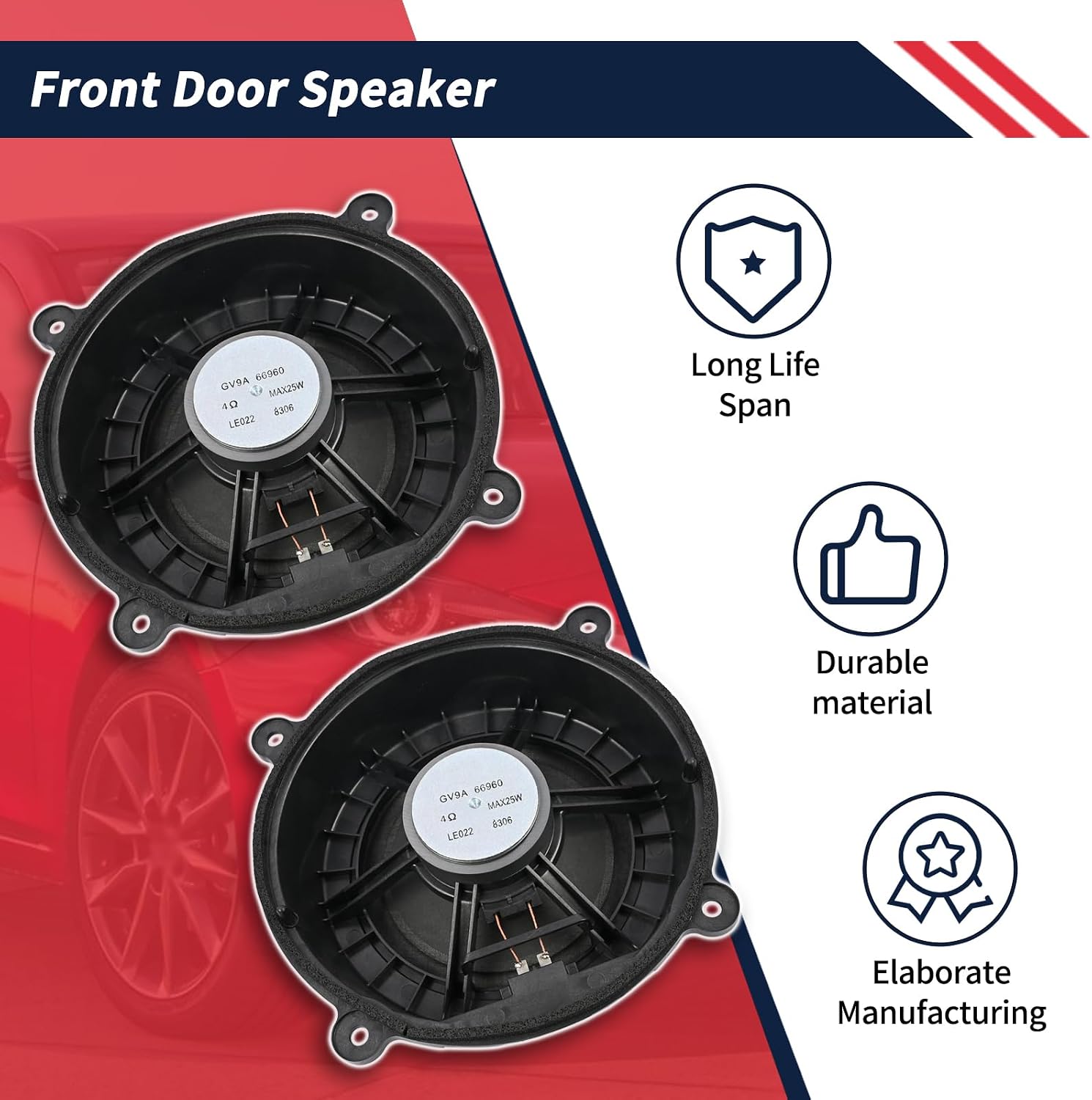‎BHN9-66-960 2Pcs Speakers Fit for Mazda 3 2014-2018 for Mazda 6 CX-5 2013-2016 KF01-66-960 Front Driver and Passenger Side Speaker