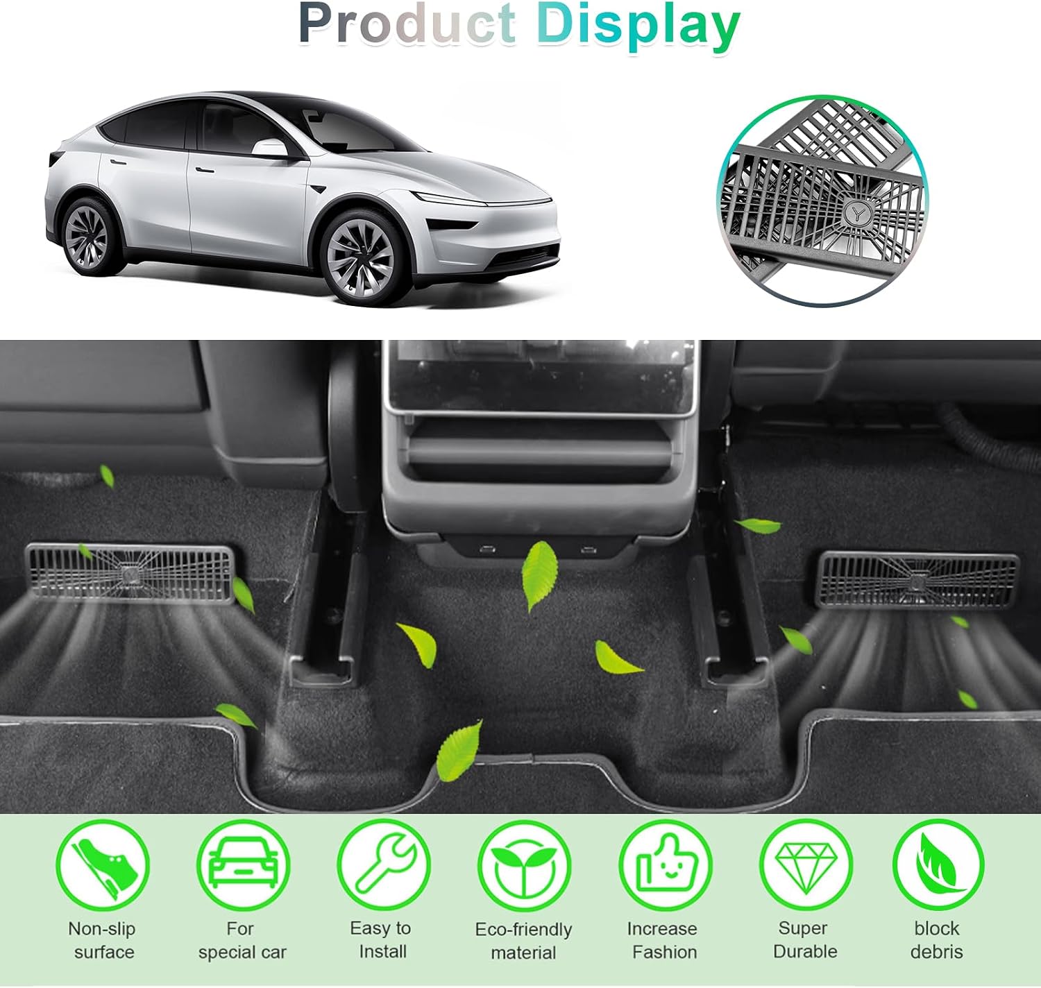 Tesla Model Y Juniper 2025 2026 Car Air Vent Protection Cover, For Model Y 2025 Air Outlet Protection for Underseat Air Conditioning, 2026 Tesla Model Y Accessories 2025 image 5