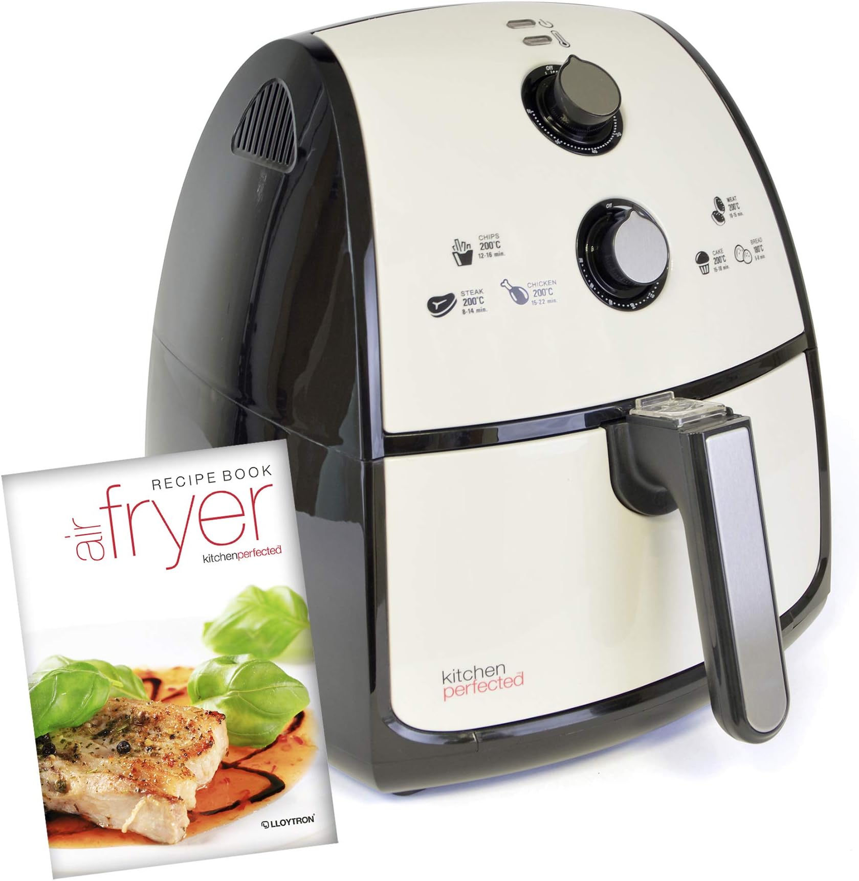 4L XL Family Sized AIROFRYER - Portable Fryer / Grill / Oven / Steamer Uses 80% Less Oil. 1500w Extra Large Power Air Fryer in Ivory White. [Energy Class A]