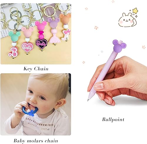 Miniatura 6 de 42 piezas de cuentas focales de silicona con cabeza de ratón, accesorios de cuentas sueltas de dibujos animados para manualidades, llaveros,