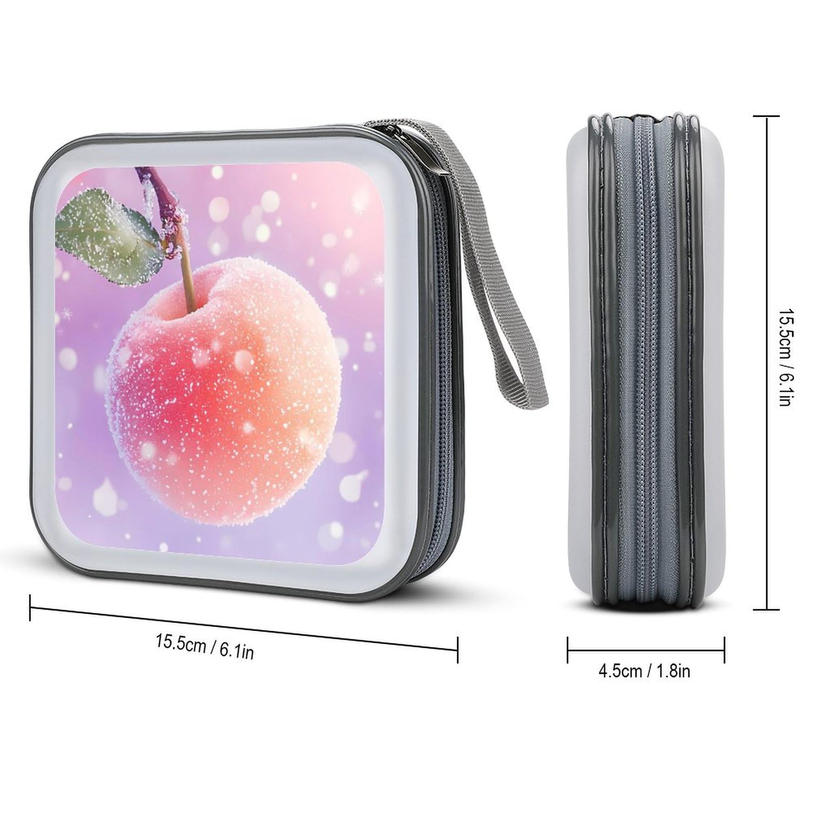 Peach Fruit CD Case Plastic DVD Case Holder Wallet Disc Storage Organizer for Car Travel