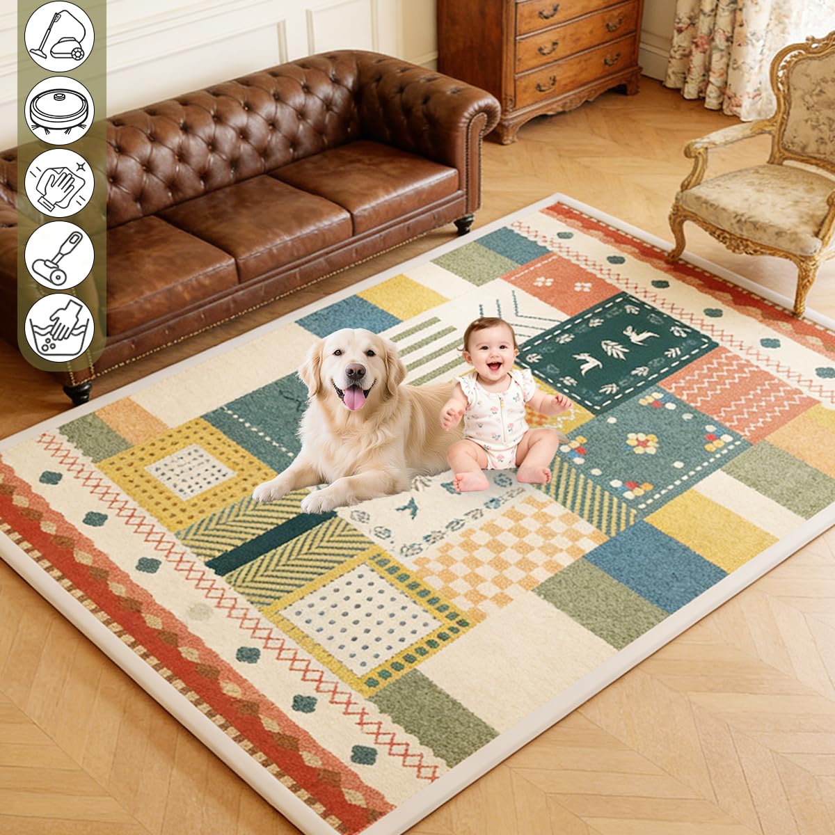 Tappeto Gioco Bambini Acolchado 2.5 cm Extra Spesso, Antiscivolo, Ideale per Pavimenti e Box Neonato, Palestra Neonati, Tappeto Tummy Time Neonati 190 x 190 cm