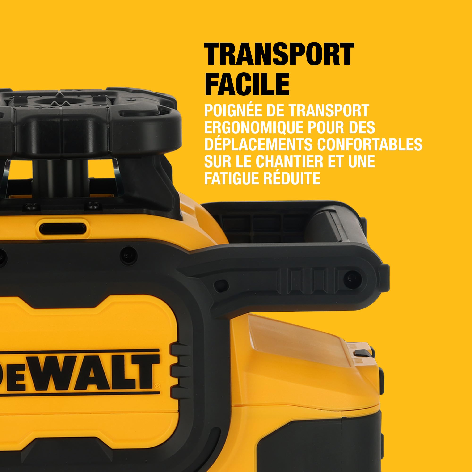 DEWALT Laser alcalin rotatif rouge, portée de 600m avec détecteur, autonomie de 35 heures des piles alcalines, DCLE05211R-XJ