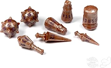 Warrior 8-Piece Dice Set, Imperial Bronze, for D&D & Tabletop RPGs | Combat-themed dice for melee attack rolls; Polyhedral shaped dice; Compatible with D&D, Pathfinder & other TTRPGs