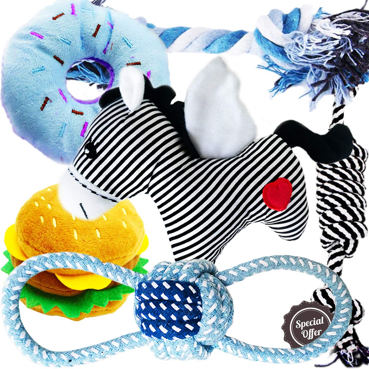 BUIBIIU Dog Toys Bundle Puppy Toys Dog Birthday Toys Dog Toy Solft Ball Teething Toys Plush Squeaky Chew Resistant