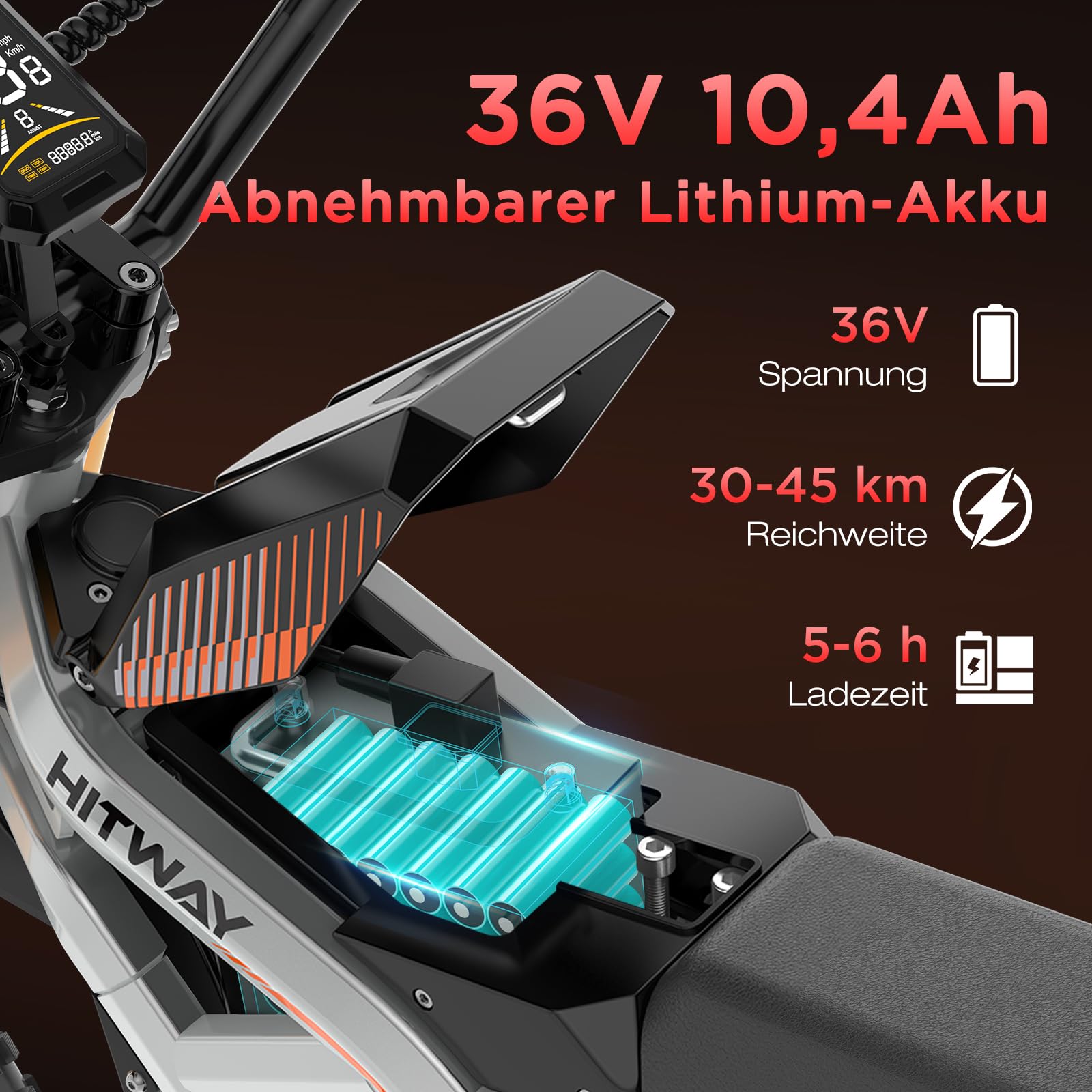 HITWAY Elektro Motorrad Kinder, Elektromotorrad mit 36V 10.4Ah Batterie, 10/15/25 KMH Geschwindigkeitsmodus, 30-45 km Reichweite, 14 Zoll Luftreifen, doppelte Stoßdämpfung, Motorrad für 8+Jährige