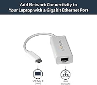 Vista 2 de StarTech.com Adaptador USB-C a Gigabit Ethernet - Blanco - Compatible con Thunderbolt 3 / 4 - Windows y Mac - Convertidor de red LAN RJ45 (US1GC30W)