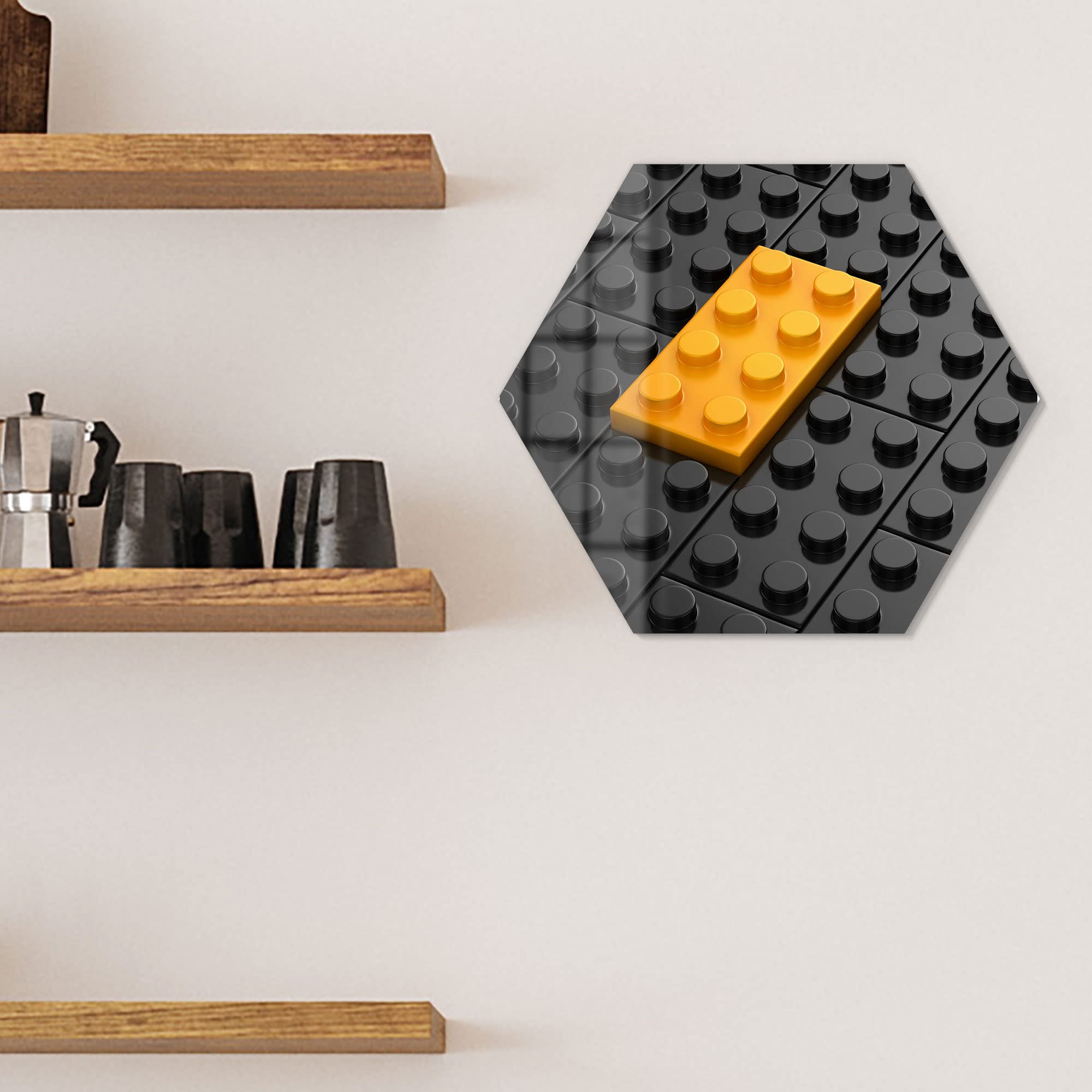 DEQORI Szklana tablica magnetyczna, wymiary 40 x 34,5 cm, motyw "klocki z wypustkami, tablica memo ze szkła, tablica magnetyczna w zestawie z magnesami, długopisem i ściereczką do kuchni i biura, tablica magnetyczna i do pisania