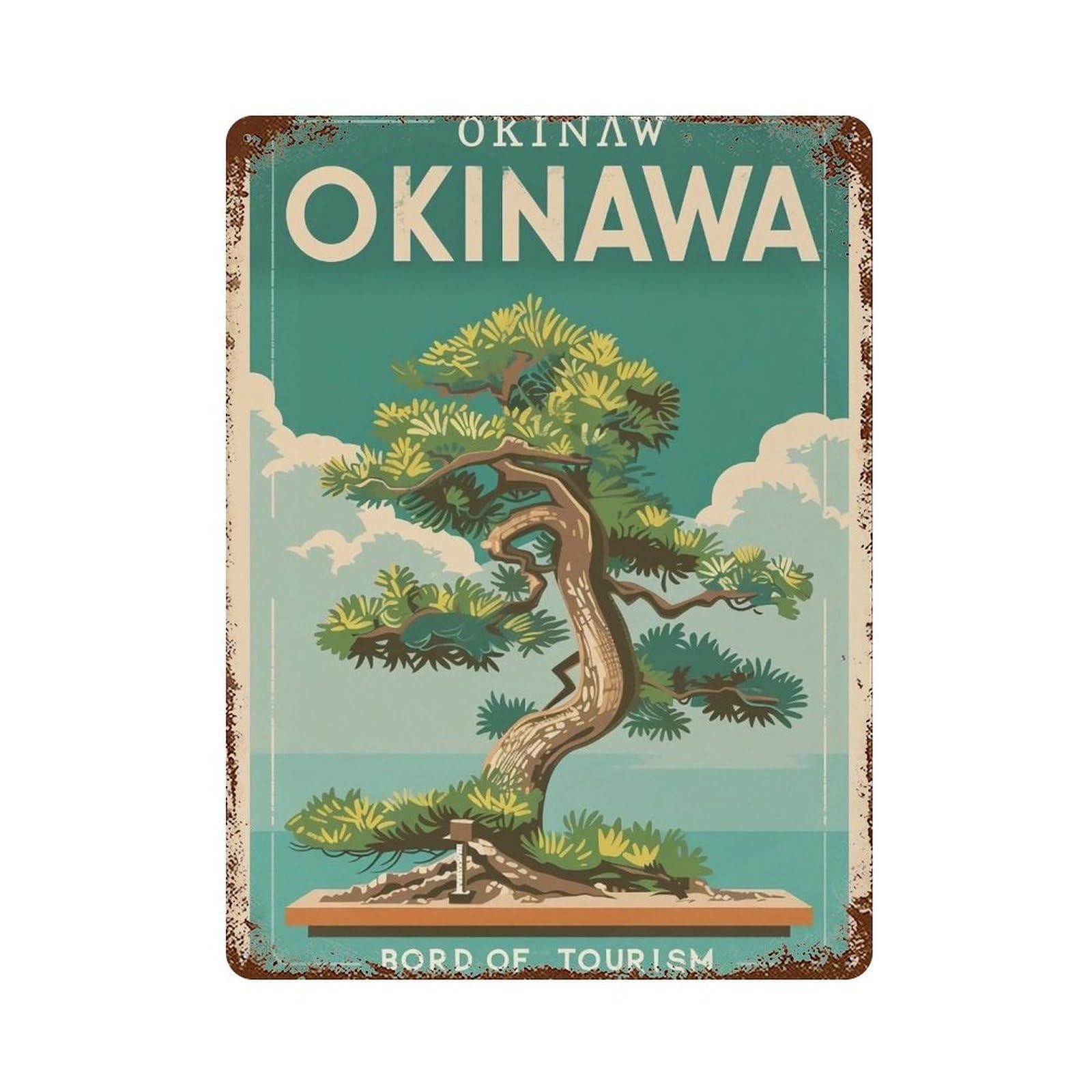 FHUYEURHRY Okinawa-Vintage-Travel_04 Wall Decor Retro Iron Vintage Art Metal Tin Sign Poster Modern Home Cofffee Club Art Bar Shop Decorations Style 40x30cm