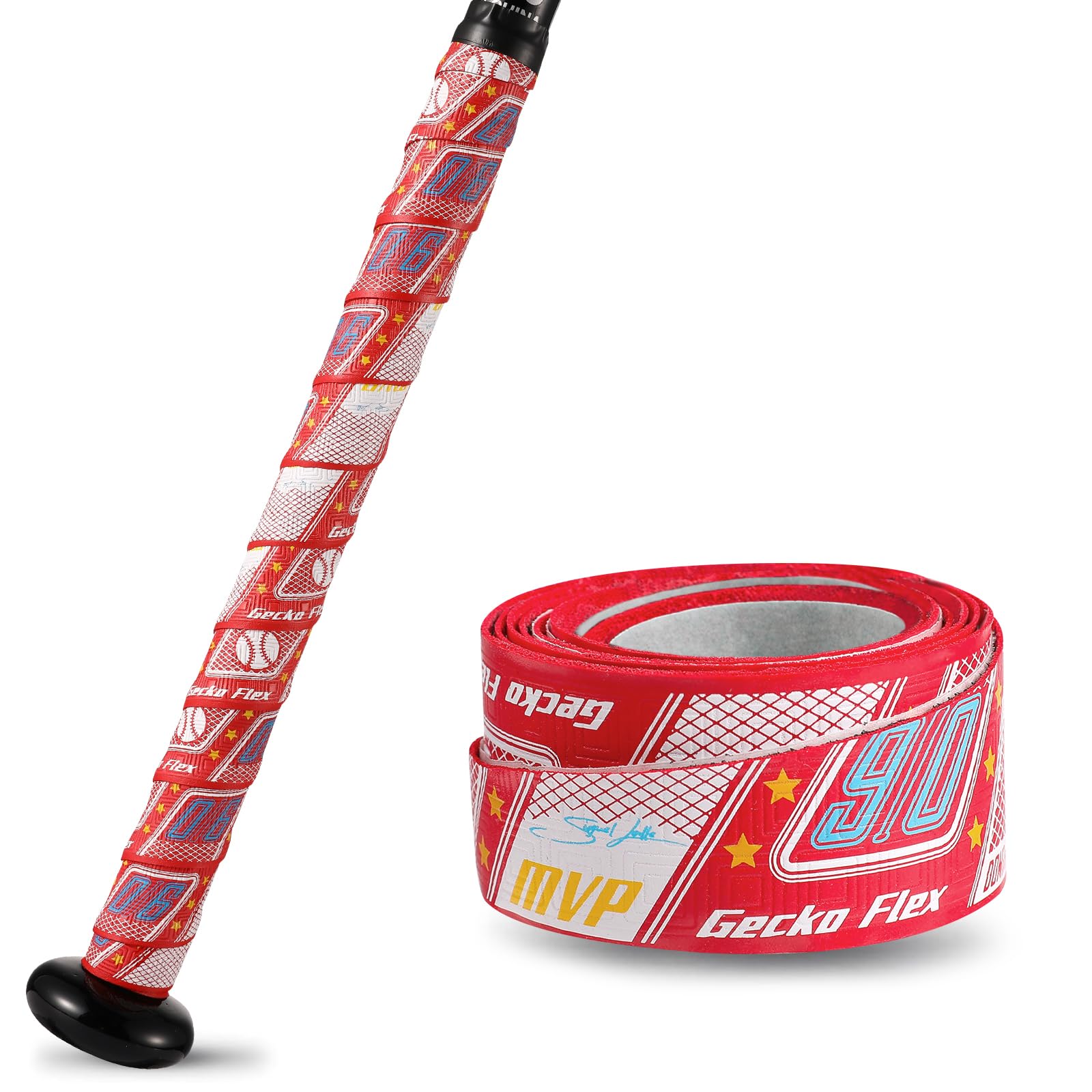 Photo 1 of 1.1mm Bat Grip Tape, Greek Key Double-Stamping Textured, Baseball & Softball Bat Tape for All-Weather Performance, Non-Slip, Precut for Easy Install