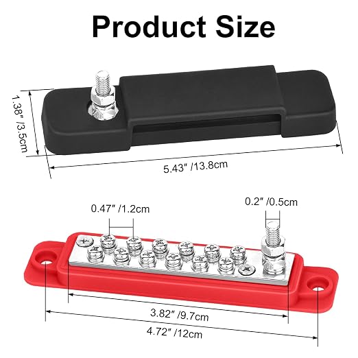 Bloque de Distribución de Energía 12V 150A Terminal Cobre Estañado miniatura 3