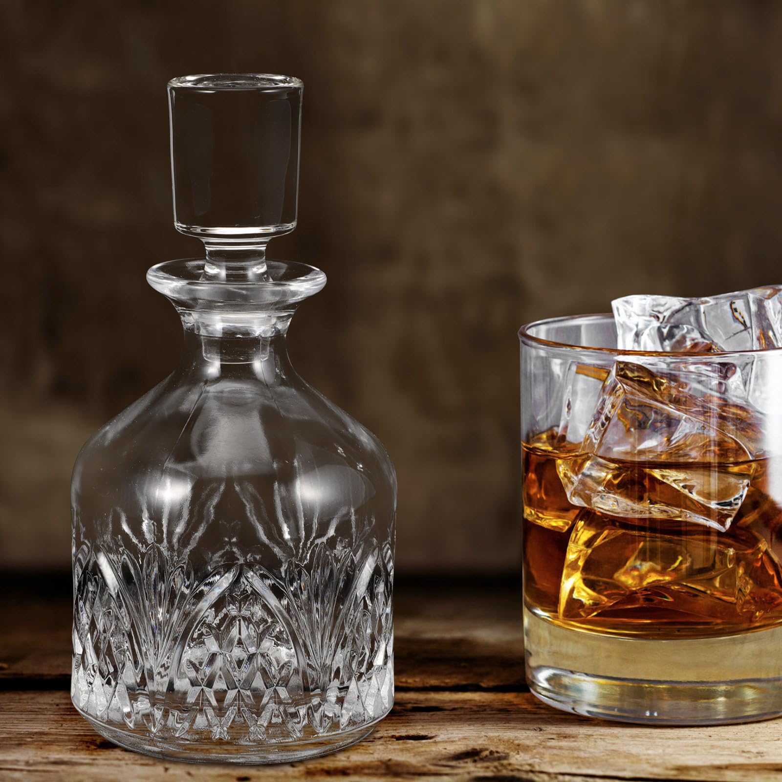 GARVALON Carafe à Whisky en Verre 280 Ml Bouchon en Verre Transparent Récipient D’Aération pour Whisky et Boissons Bouteille Élégante pour Service et Décoration Maison