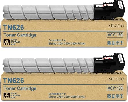 TN-626 TN626 TN628 TN-628 Black Toner Cartridge Replacement Konica Minolta TN626K TN628K ACV1130 Toner Cartridge Compatible for Konica Minolta Bizhub C450i C550i C650i Printers2-Pack, 28,000 Pages