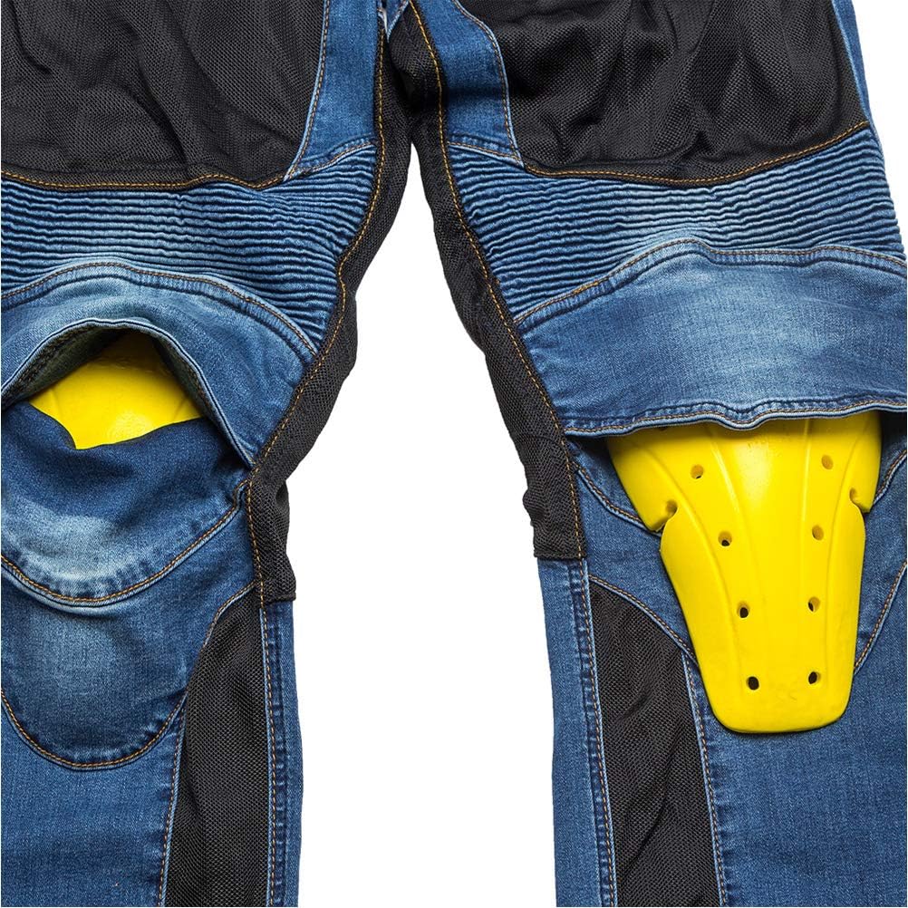 Motorcycle Riding Jeans with Knee Hip Armor Pads Mesh Biker Cycling Protective Pants