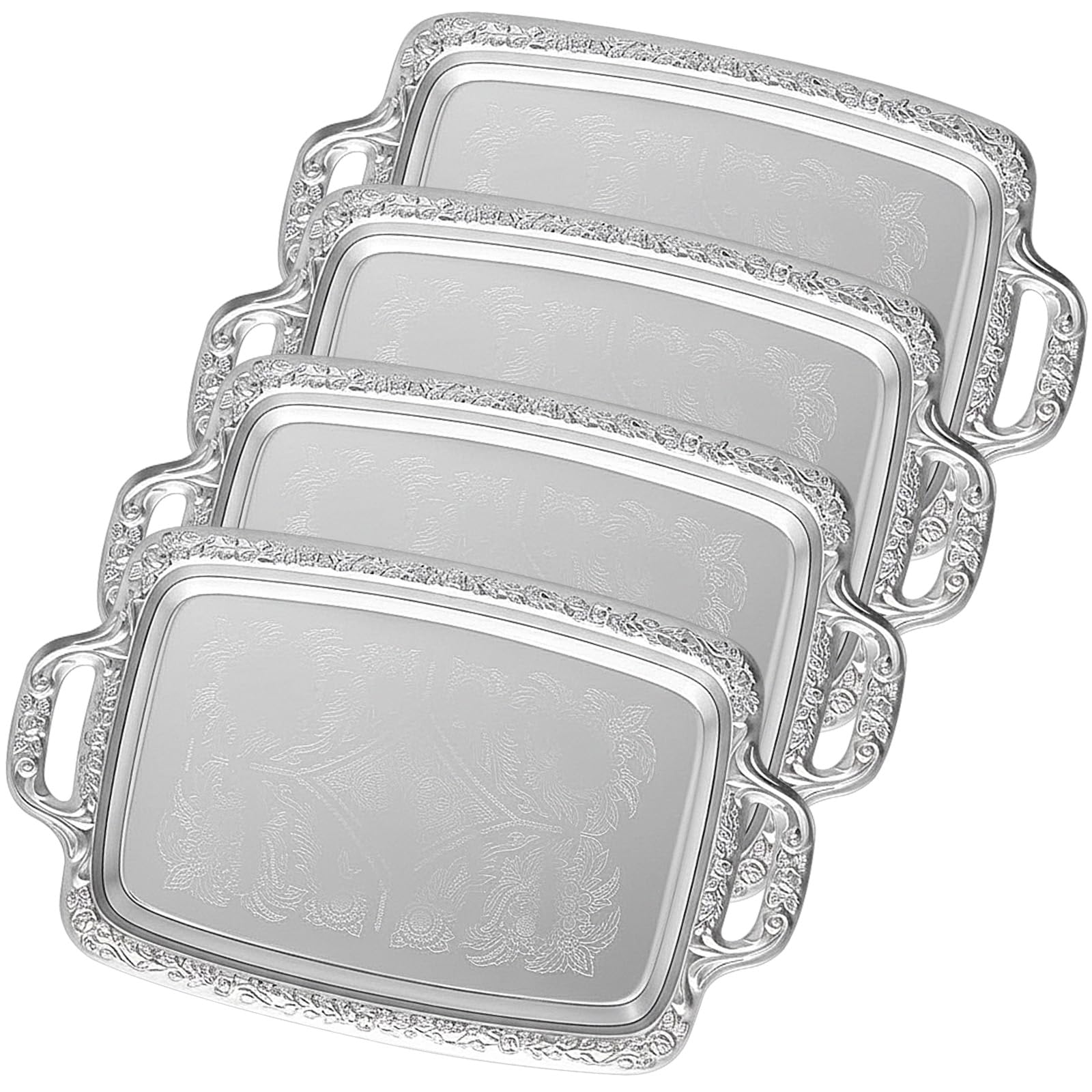Amazon.com: Tiangrid 4 Pcs Silver Serving Tray Elegant Floral
