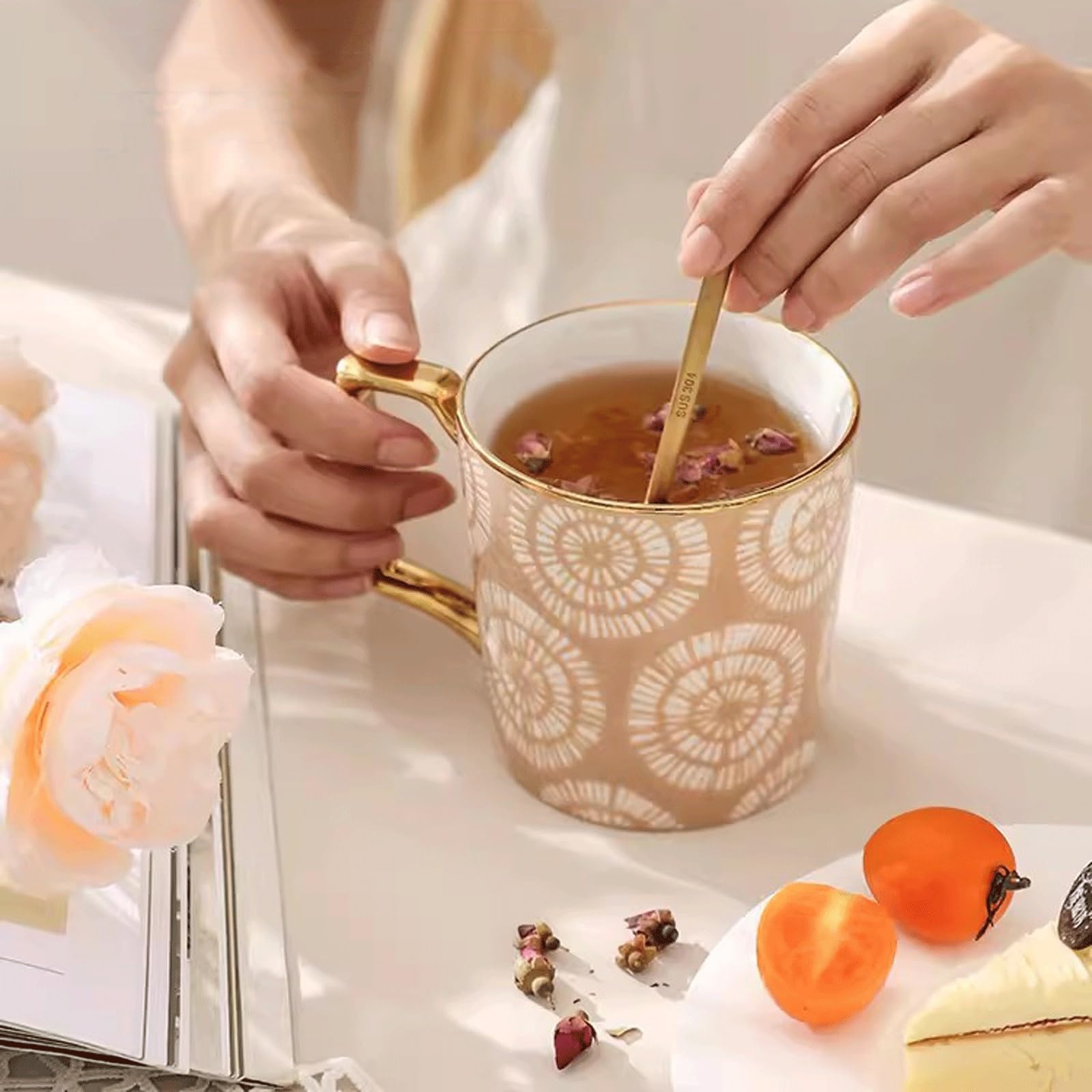 Kaffeetasse Keramik-Unterglasur-Tasse for Zuhause, Büro, Kaffeetasse, Wassertasse for Mädchen, großes Fassungsvermögen, Paar-Tassen Teetasse(Size:A)