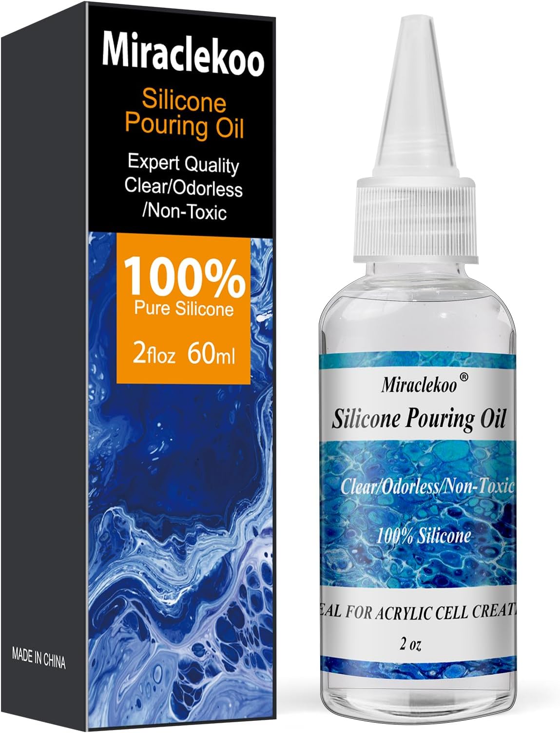Silicone Pouring Oil Cell Activator Pure Silicone Oil for Cell Creation in Acrylic Paint,2 Ounce