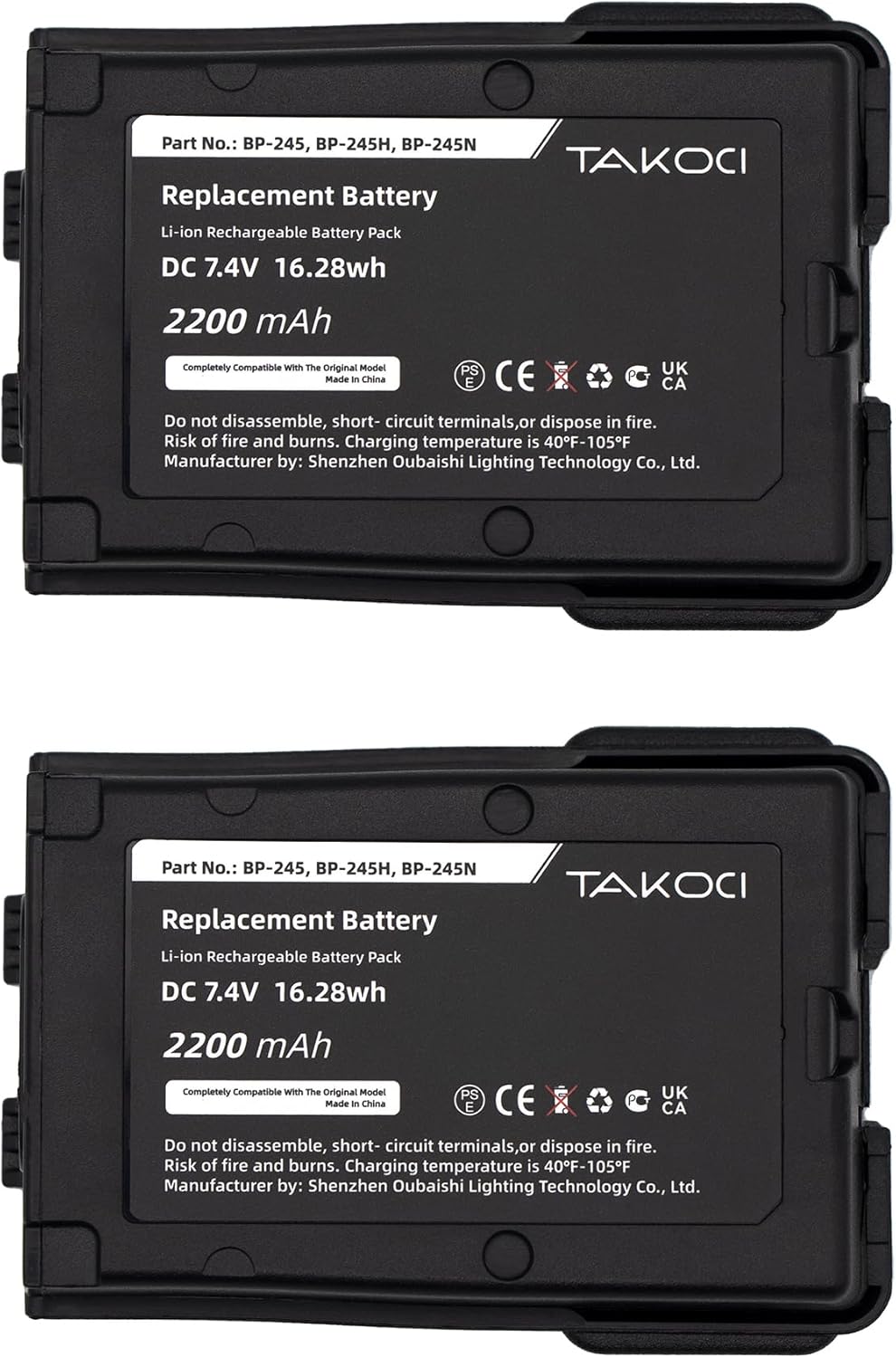 2-Pack 7.4V 2200mAh BP-245 Li-ion Radio Battery Compatible for Icom IC-M71 IC-M72 IC-M73 IC-M73 Euro IC-M73 Plus Two Way Radio