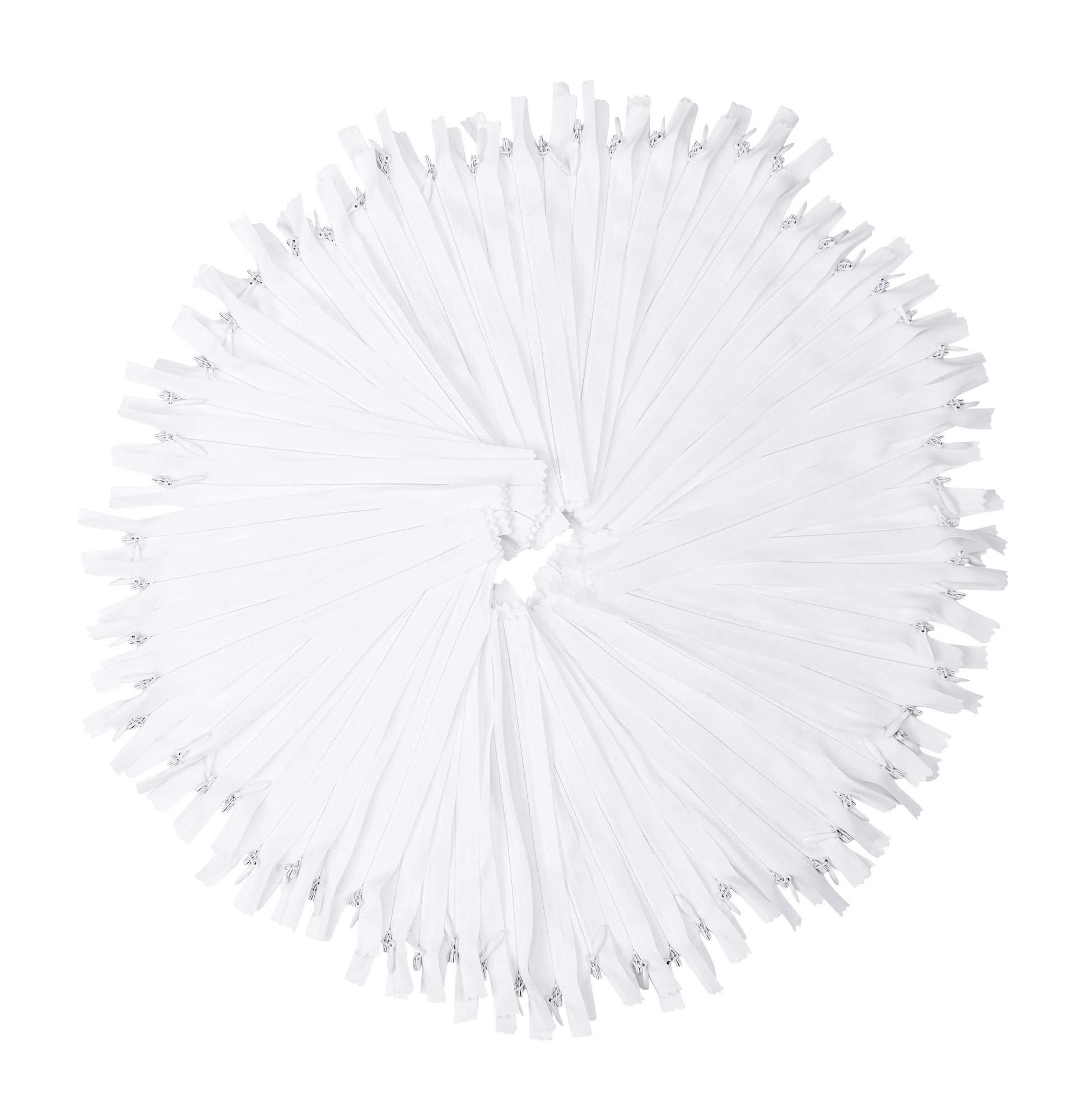 Mandala CraftsWhite Nylon Invisible Zipper for Sewing, 9 Inch Bulk Hidden Zipper Supplies;