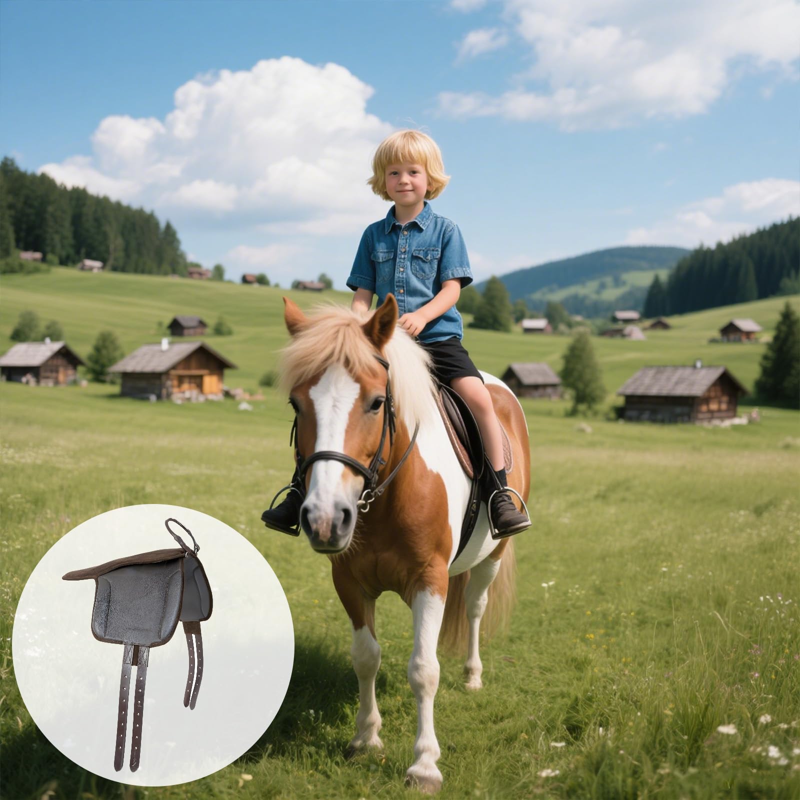 Sella Equestre Junior, Sella Americana Cavallo da Dressage Sella Western Sella da Equitazione Sella da Corsa, per Varie Competizioni Equestri Ranch