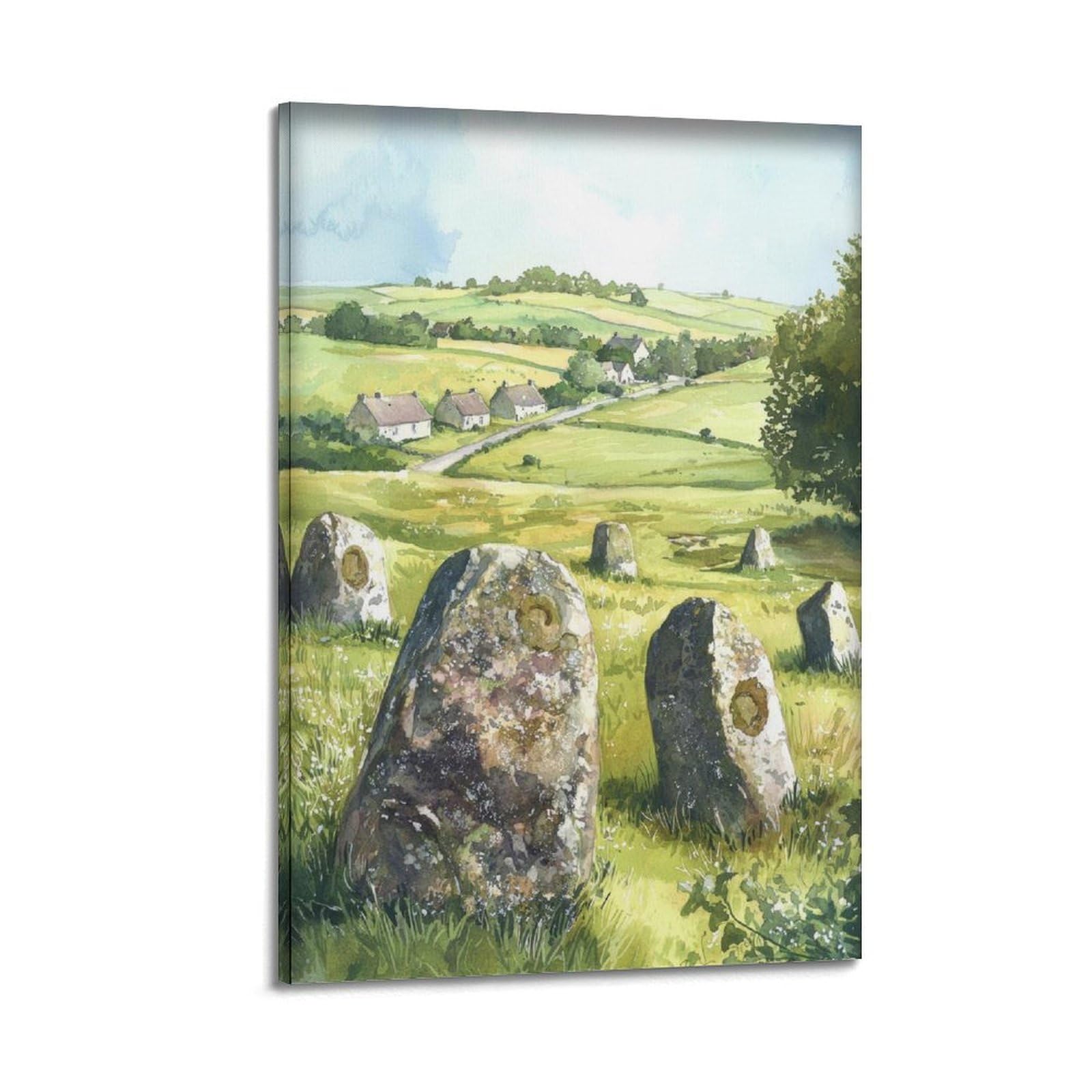xiaoxiaoshen Avebury Stone Circle Wiltshire Ancient Britain Landscape Gift for UK Heritage And Canvas Poster Wall Art Prints Room Aesthetic Murals Bedroom And Living Decorations 16x24inch(40x60cm)