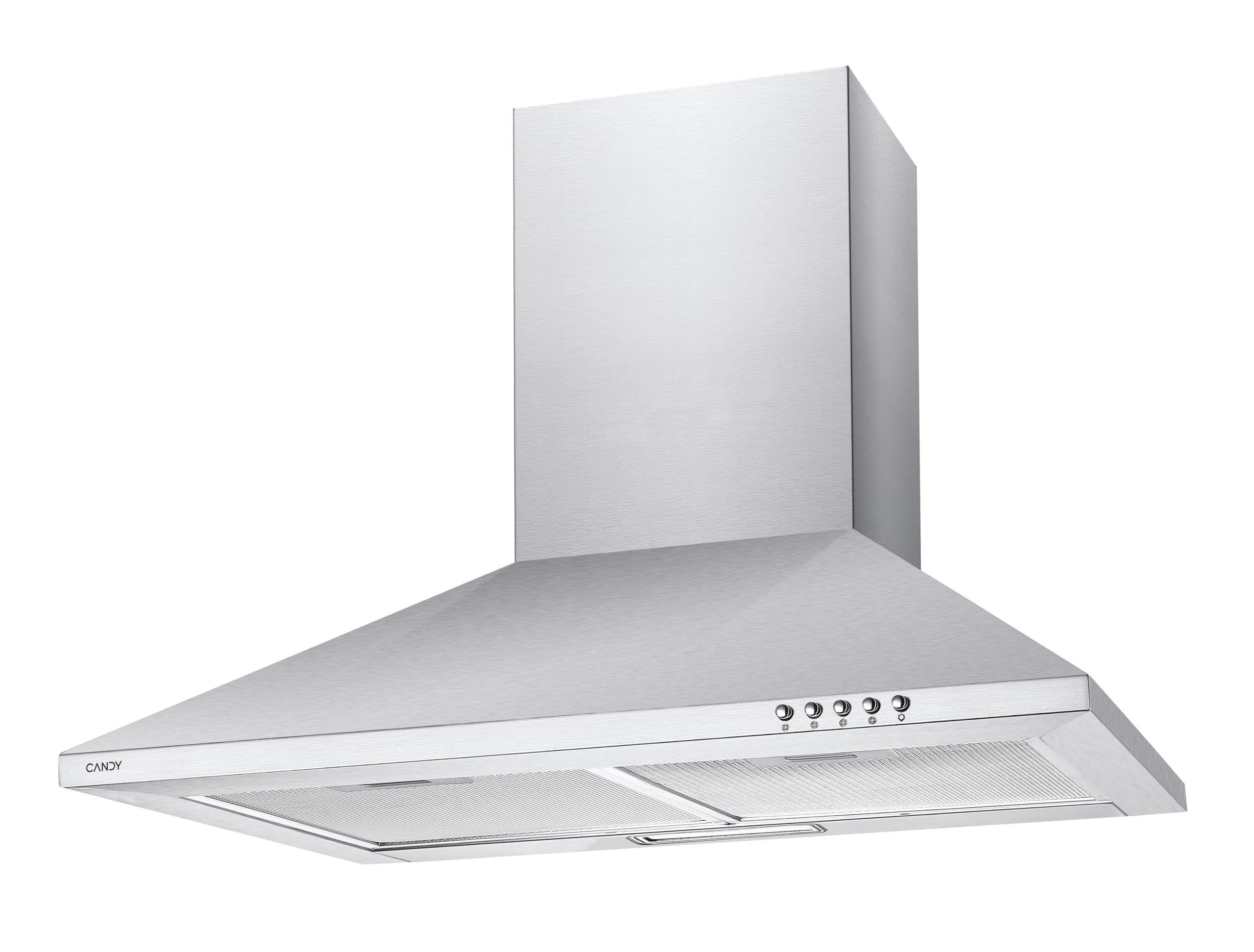 Candy CCE117/1X, Campana extractora 70 CM, 3 Niveles de Potencia, 65W, 305M3/H, Filtros de Carbono, 2 Paneles Aluminio Antigrasa, Iluminación LED, 56/62DB, Clase C, Acero Inoxidable