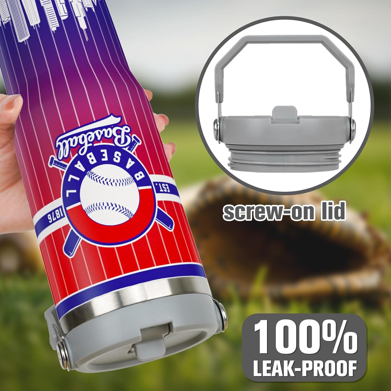 30oz Chicago Tumbler with Handle and Straw, Chicago Gifts for Men, Stainless Steel Vacuum Insulated Flip Straw Spill Proof Travel Mug Cup (1 Piece) - Image 4