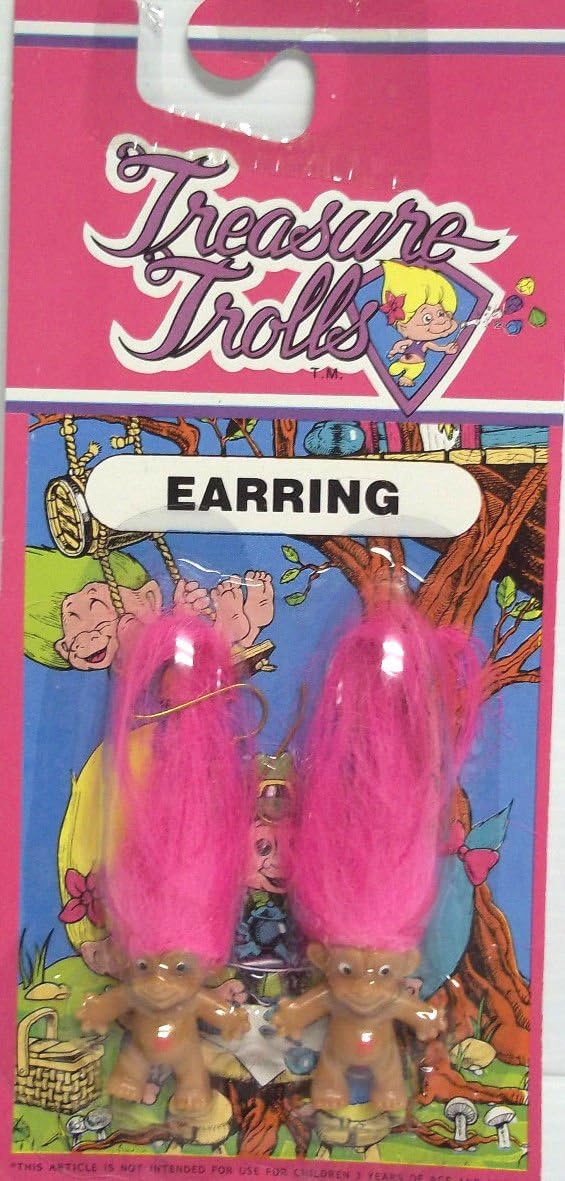 Treasure Troll Earrings with Pink Hair