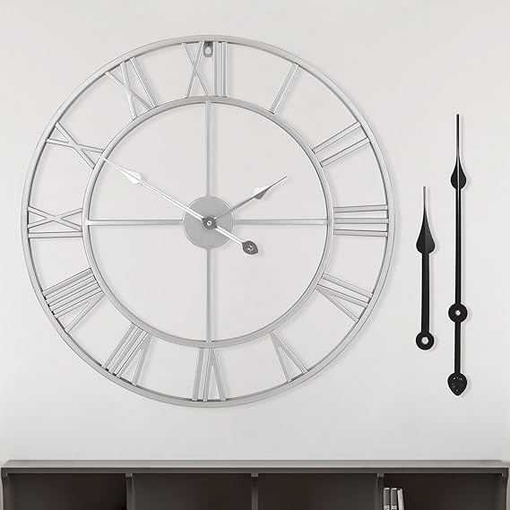 Large Modern Metal Wall Clocks Vintage Round Silent Non