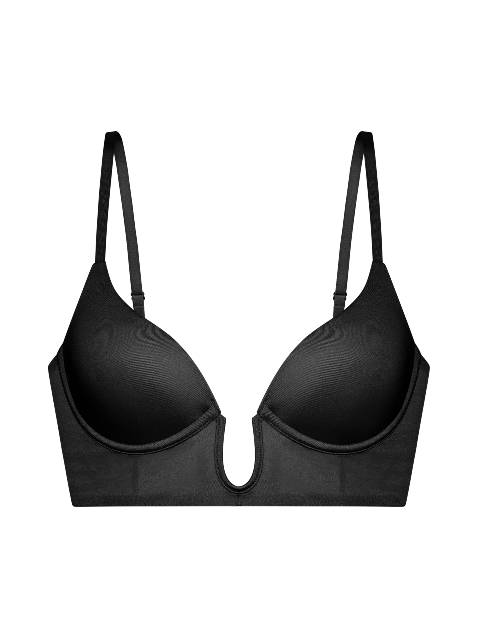 Dorina Women's Sublime Sculpt-Sexyplunge Black Sublime Sculpt Sexy Light Padded Bra, Underwired Demi With Moulded Cups, Multi-Way Adjustable Straps, U-Wire Plunge Design, Shiny Micro Fabric, Black