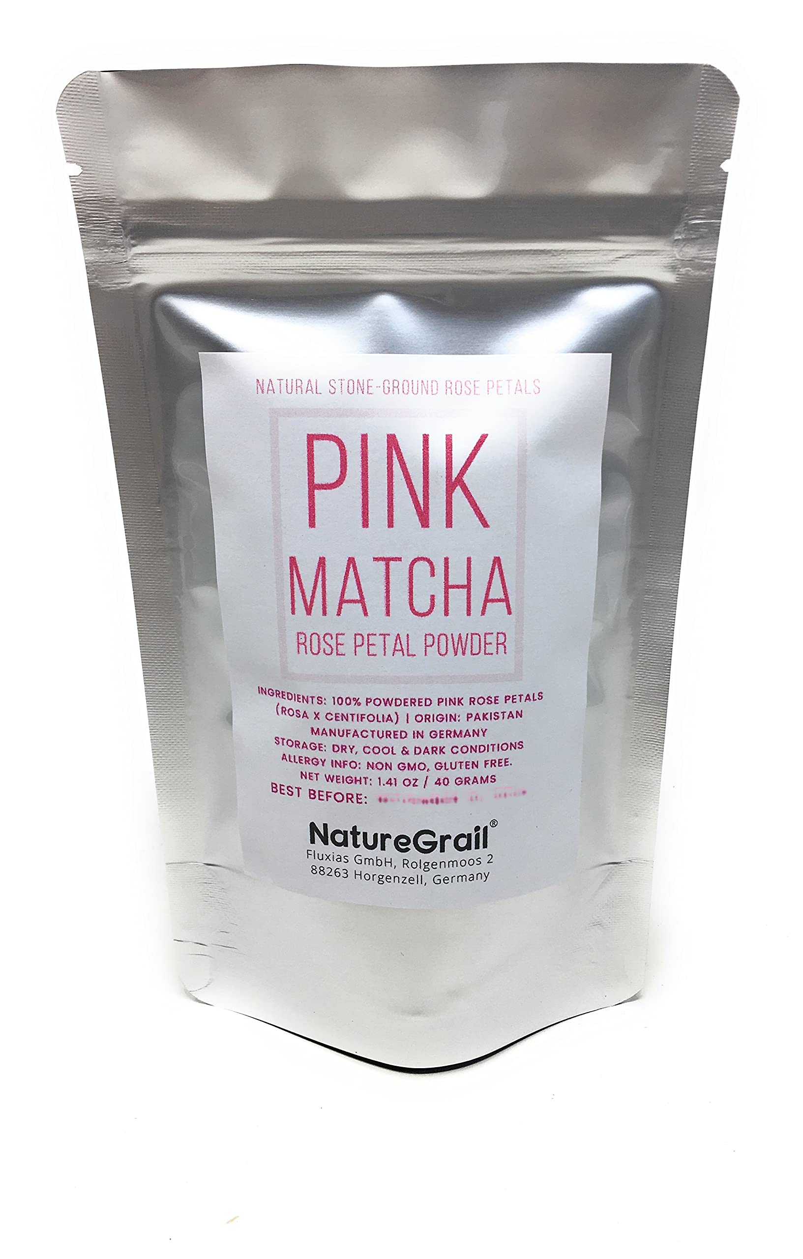 Pink Matcha - Natural Stone-ground Rose Petal Powder from Rosa X Centifolia - Made in Germany - Net — view 3