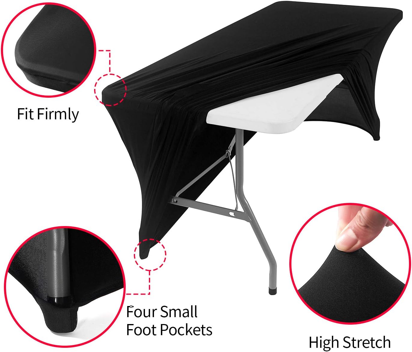 Peomeise 6FT Spandex Table Cover Rectangular Stretch Spandex Tablecloth (Black,6FT) : Home & Kitchen