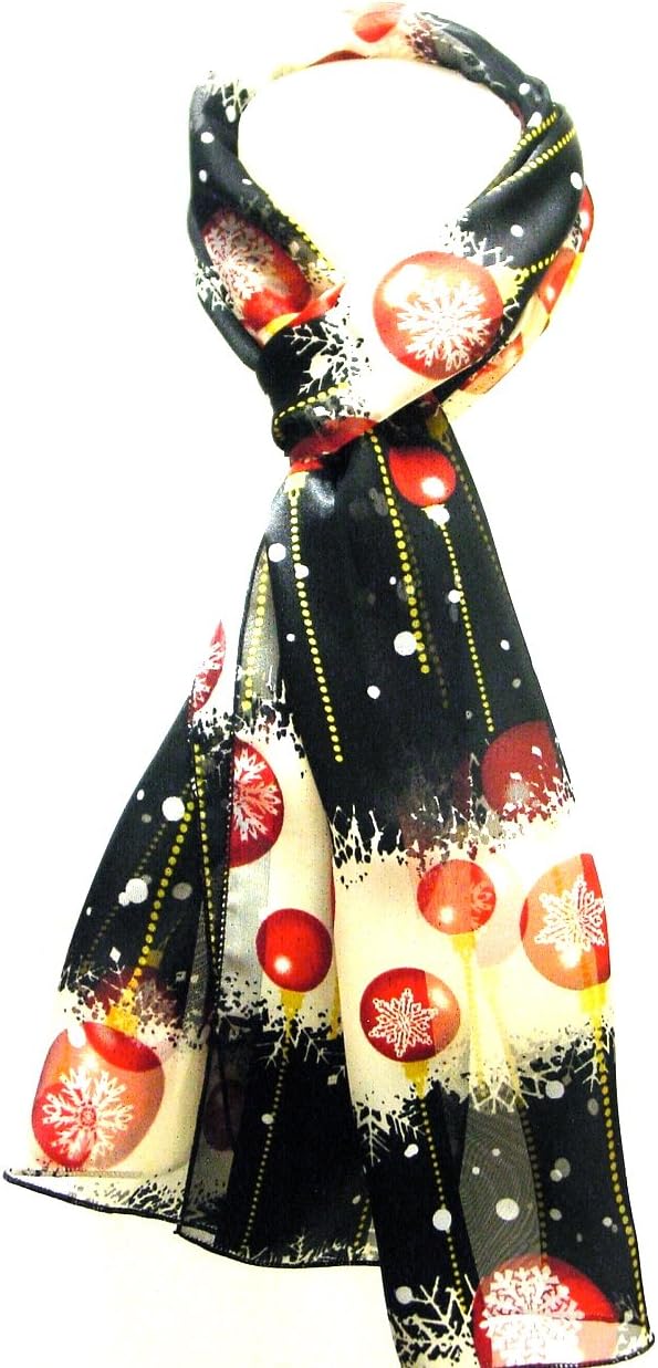 Lapeach FashionsVery Latest Beautiful Christmas Festive Snow Flake Ball Satin Stripe Scarf Neck Scarf Choir Scarf