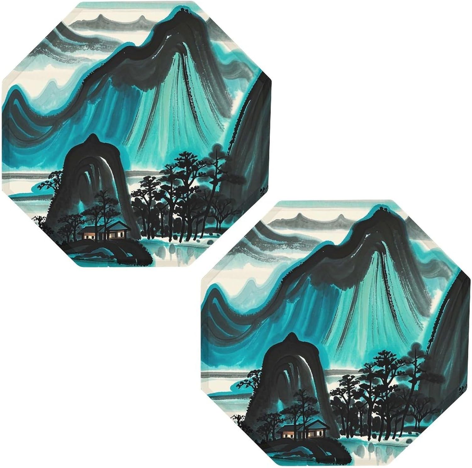 Ctagon Metal Sign for Home, Modern Display Plate for Kitchen, Landscape Patterns Plates Accent Hanging Wall Decorations 3PCS for Living Room, Bedroom, Hallway, Hotel