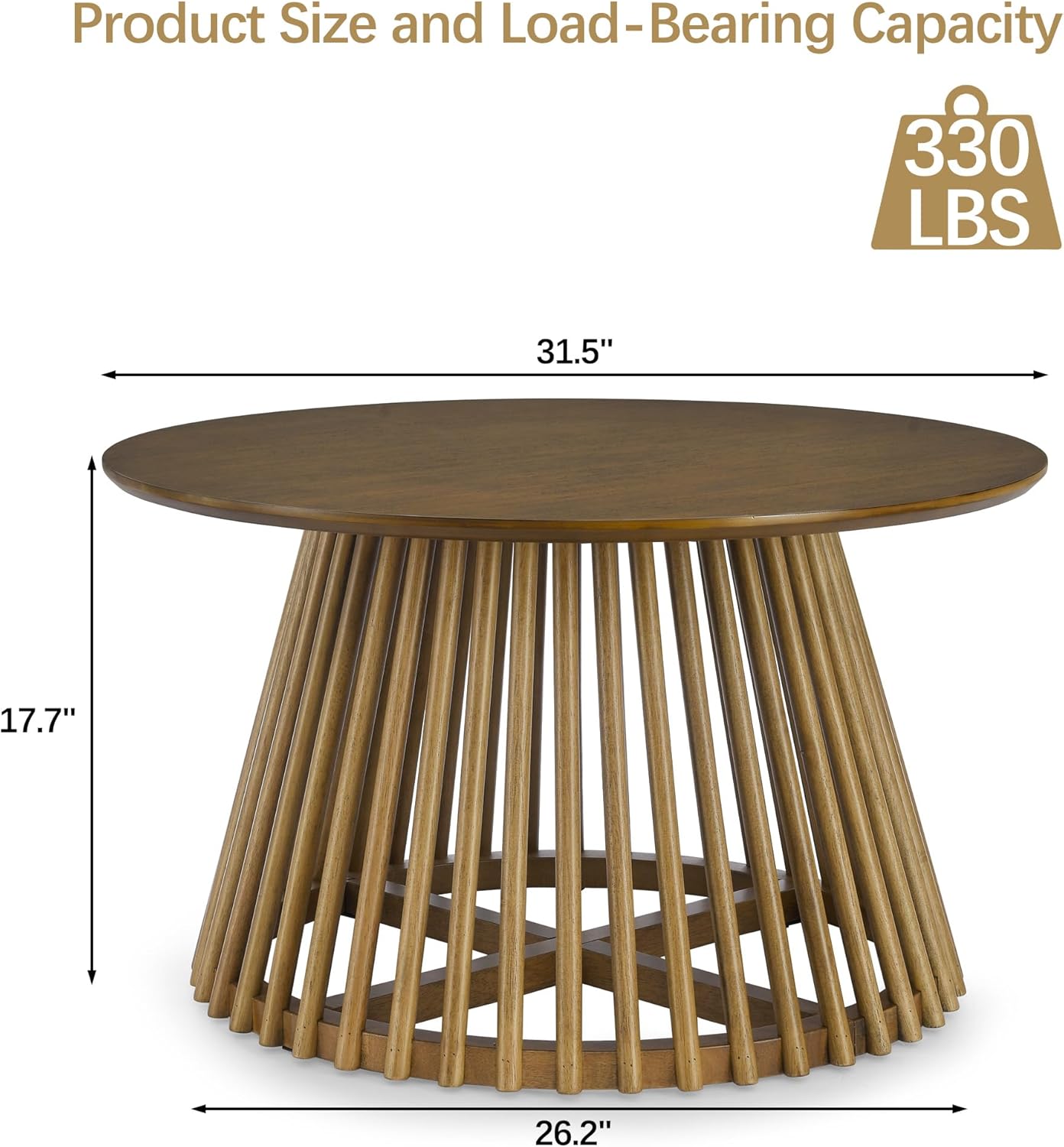 Circular Coffee Table, Modern Minimalist Solid Wood Coffee Table, Designed with a Simple Nordic Style Round Table, Perfect for Both Home and Office use (Brown+Yellow, 31.5" x 31.5" x 17.7")
